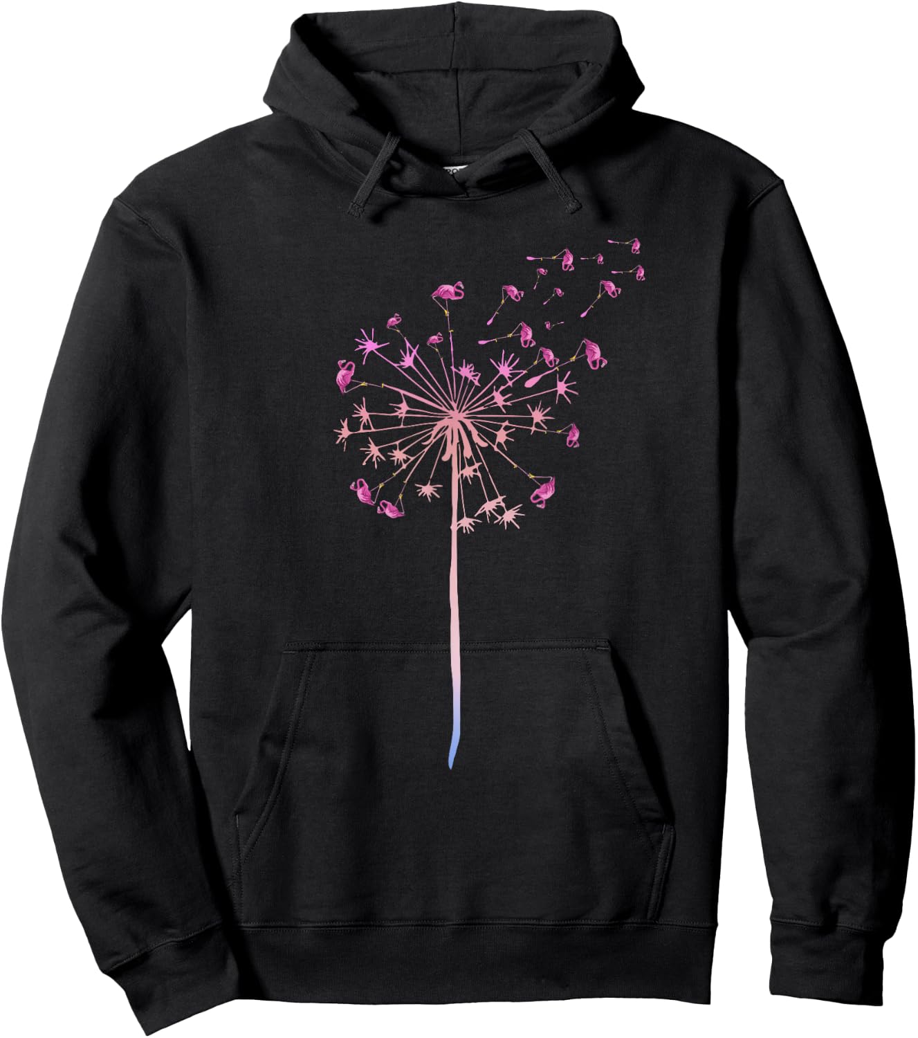 Dandelion Tropical Animal Exotic Bird Pink Flamingo Hoodie - Hoodie | Black
