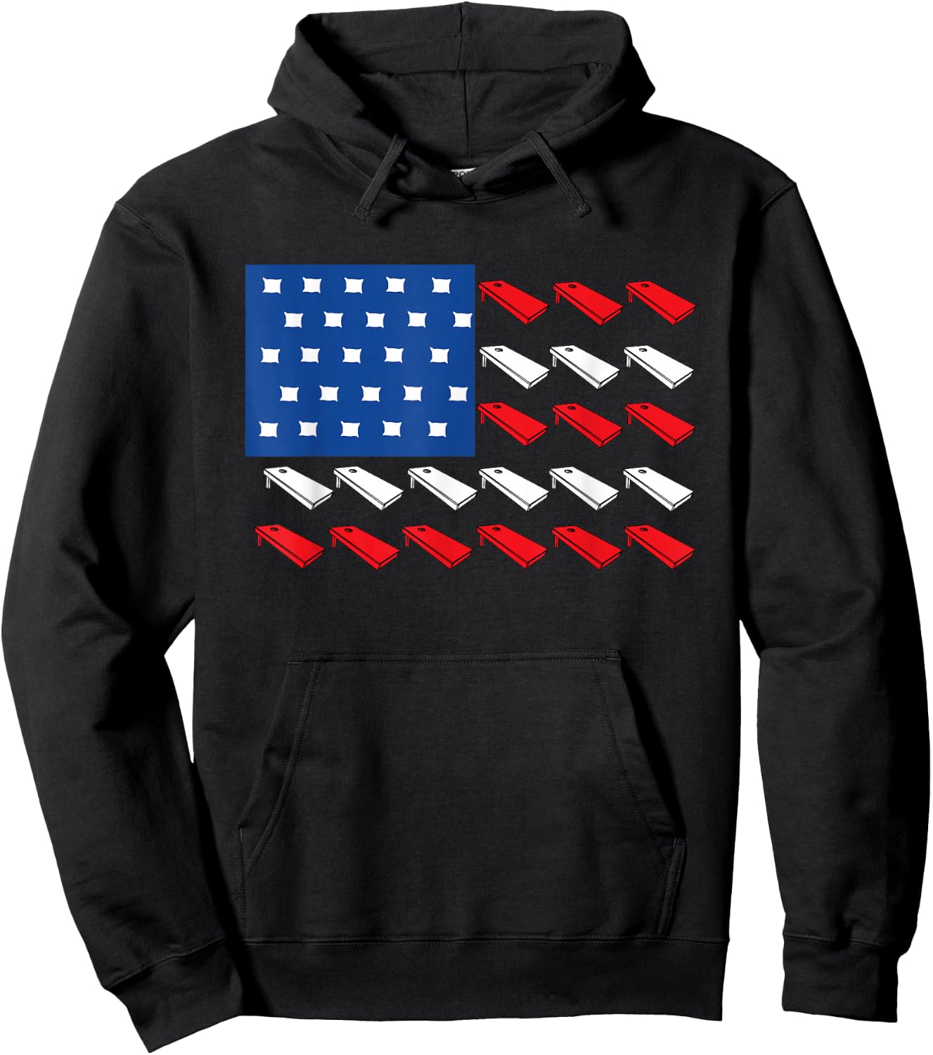 Cornhole American Flag For Player Drinking Team Men Hoodie - Hoodie | Black