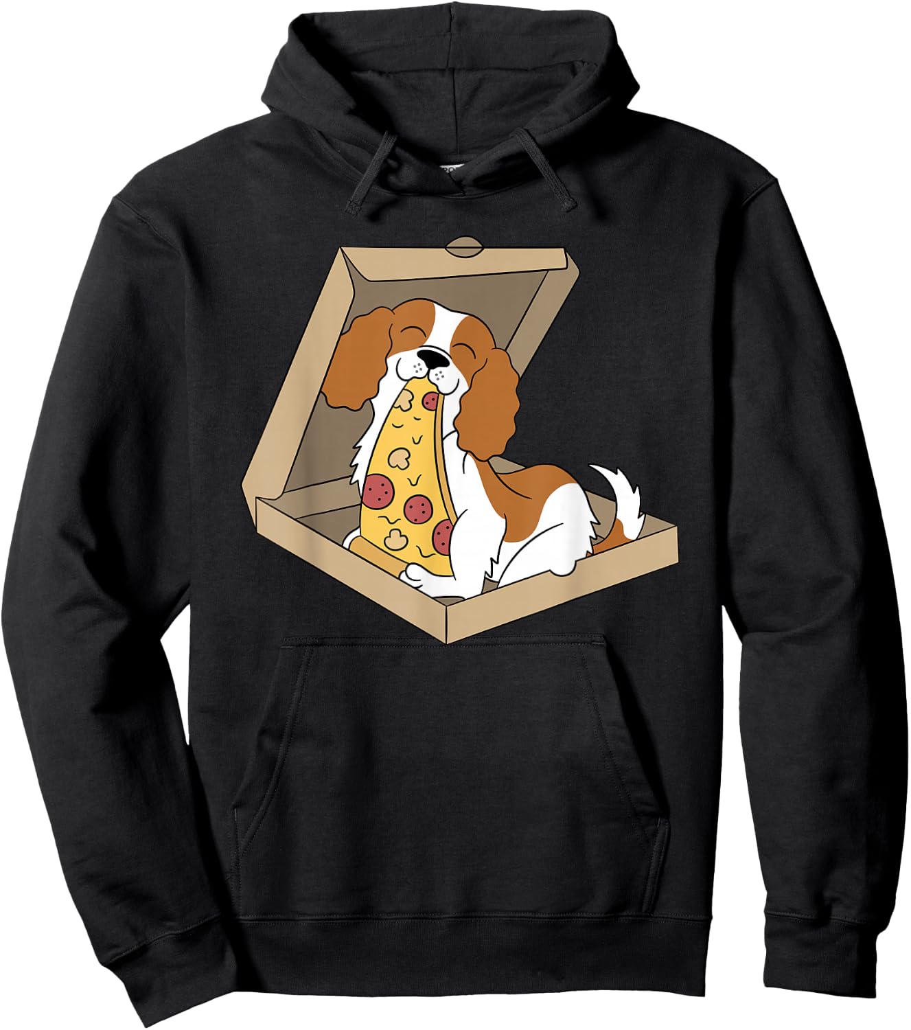 Cavalier King Charles Spaniel Pizza Food Funny Dog Women Girls Kids Hoodie - Hoodie | Black