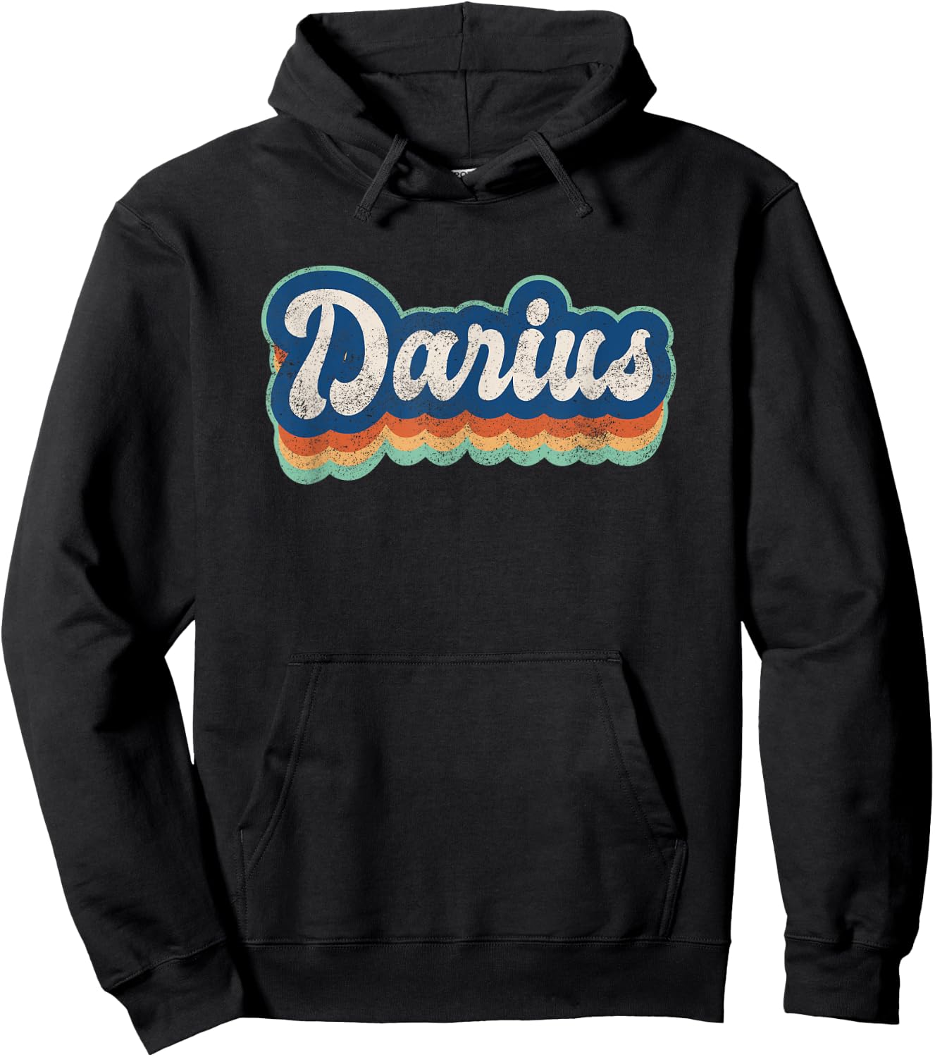Darius First Name Boy Vintage Style 70s 80s Personalized Hoodie - Hoodie | Black