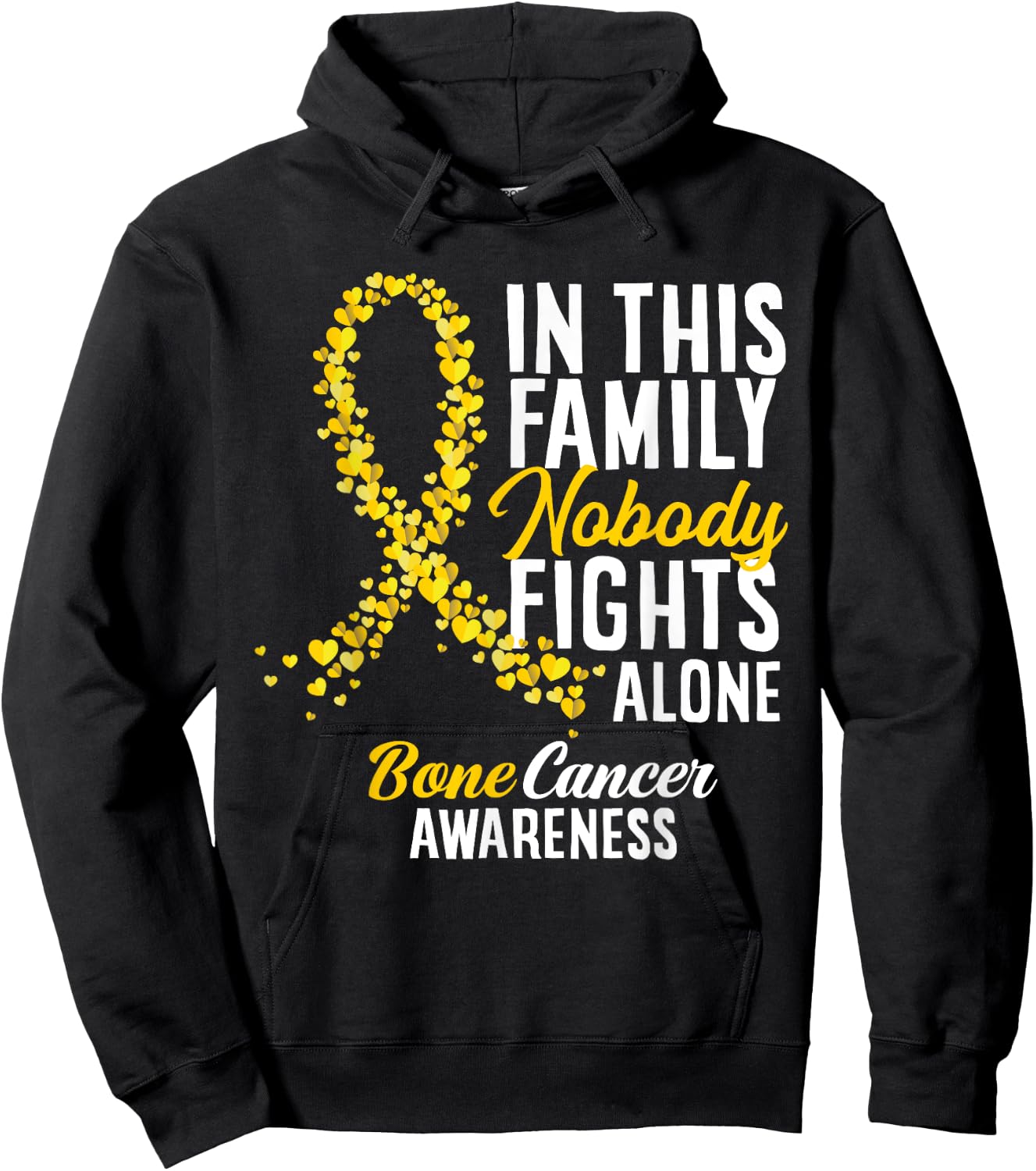 In This Family Nobody Fights Alone Bone Cancer Awareness Hoodie - Hoodie | Black