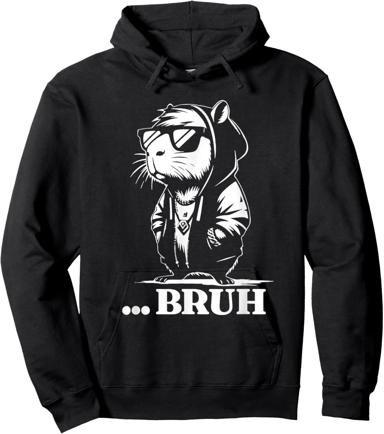 Funny Capybara Bruh Rodent in Teens Quote Kids Slang Hoodie - Hoodie | Black