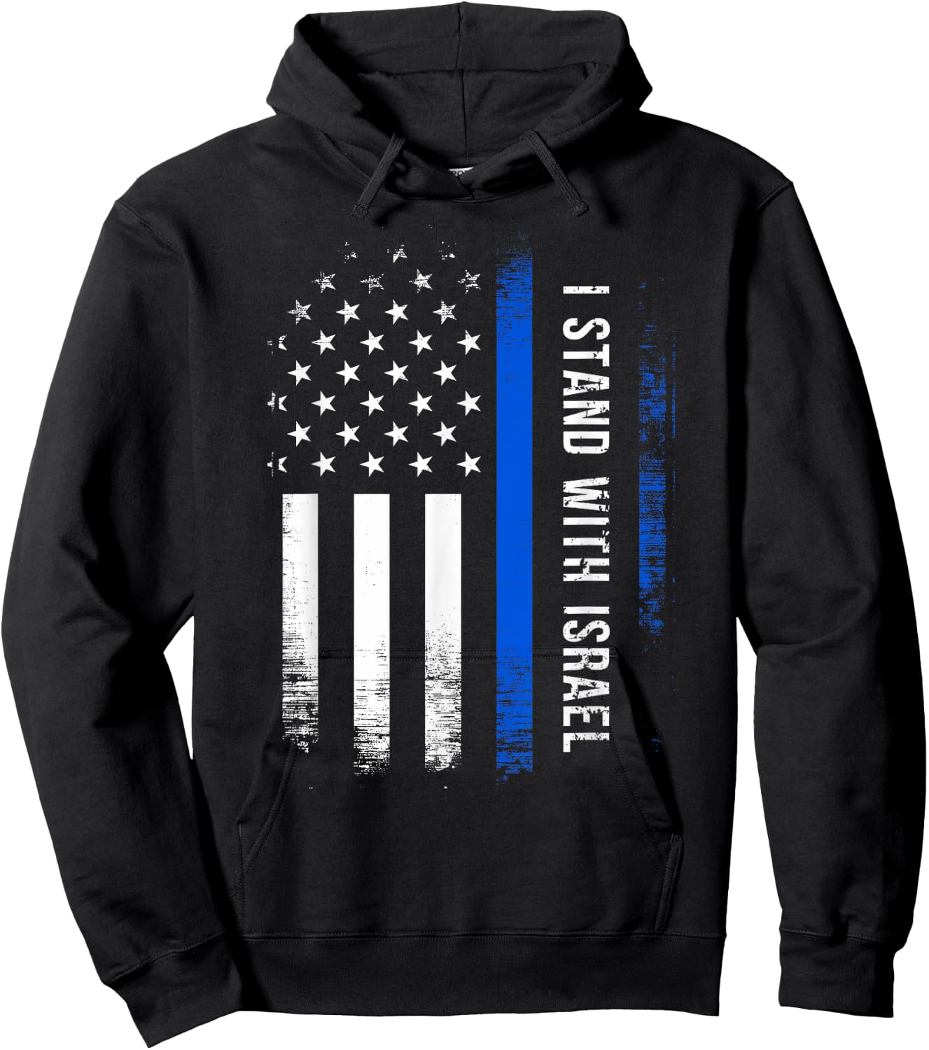 I Stand With Israel American Flag Jewish Freedom Solidarity Hoodie - Hoodie | Black