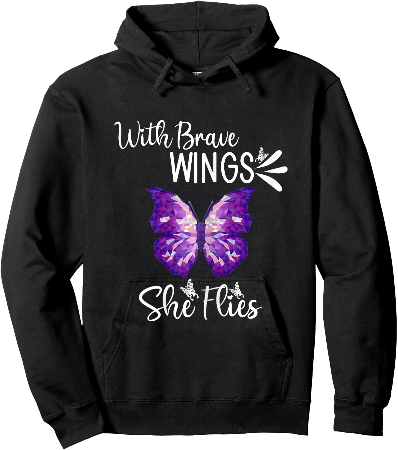 Purple Butterfly ,With Brave Wings She Flies Women Hoodie - Hoodie | Black