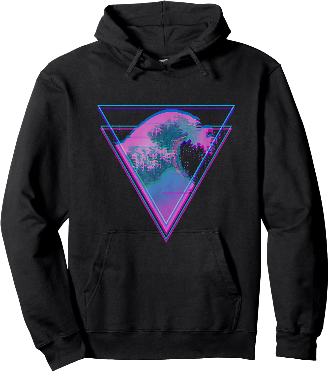 Kanagawa Great Wave Japan Aesthetic Vaporwave E-Girls Glitch Hoodie - Hoodie | Black