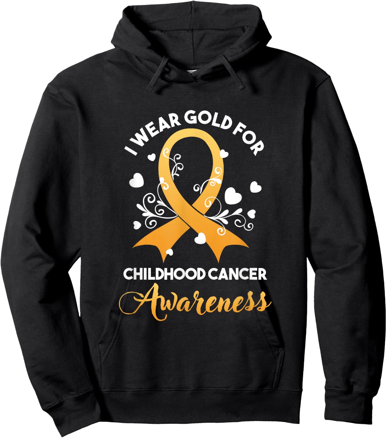 Childhood Cancer Fighter Awareness Month Wear Golden Yellow Hoodie - Hoodie | Black