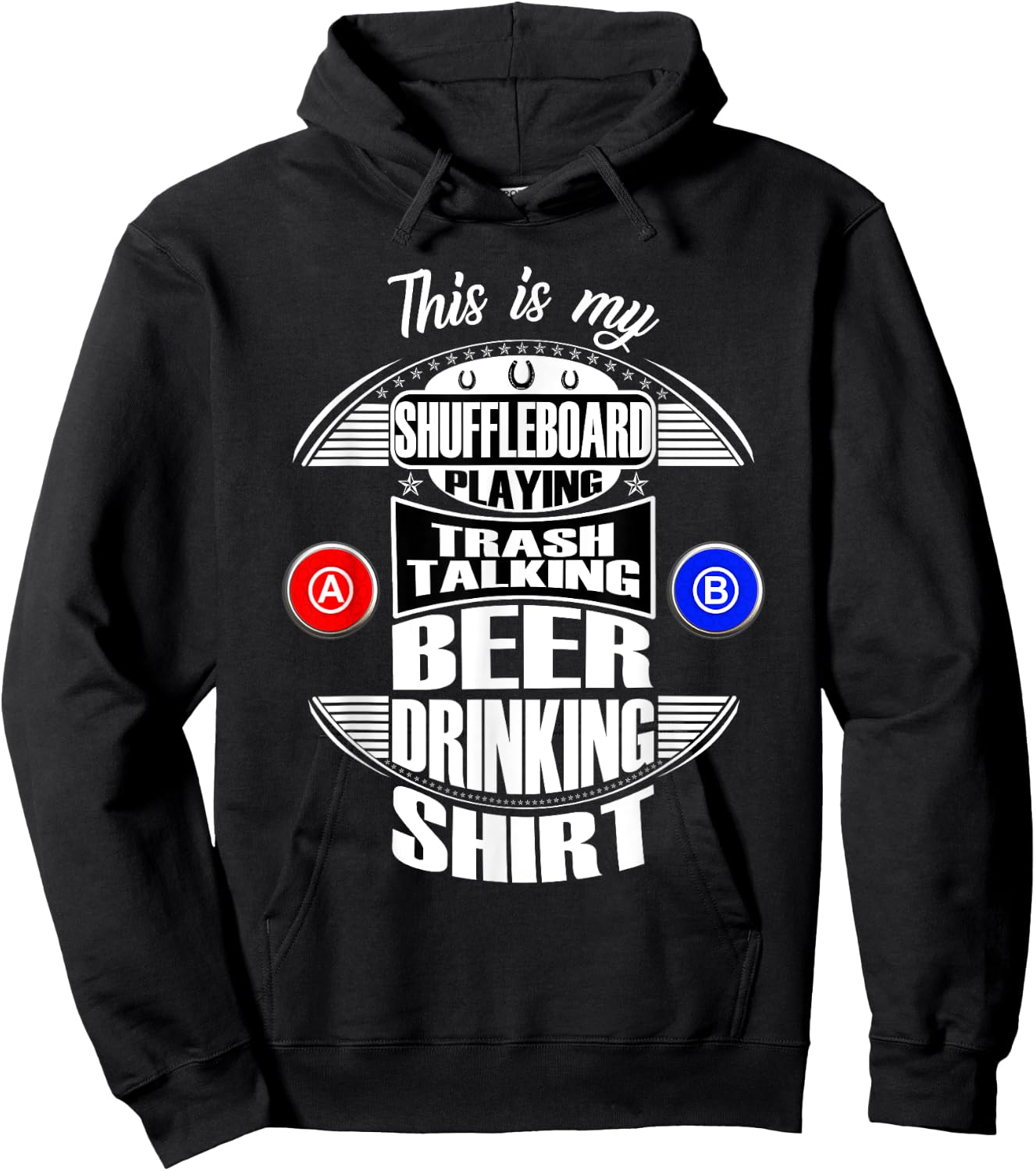 Funny Shuffleboard Playing League Beer Drinking Gift Hoodie - Hoodie | Black
