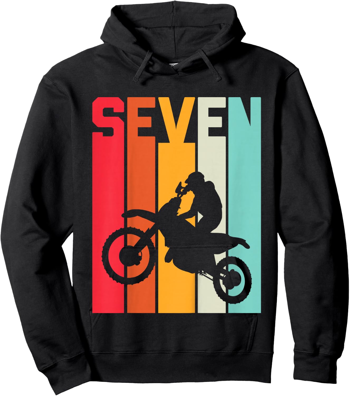 7th Birthday Retro Motocross 7 Years Boys Girl Dirt Bike Hoodie - Hoodie | Black