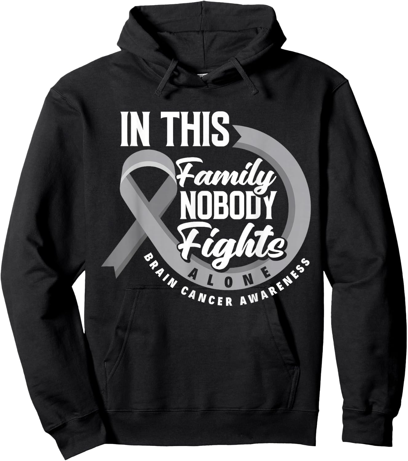 In This Family Nobody Fights Alone Brain Cancer Awareness Hoodie - Hoodie | Black