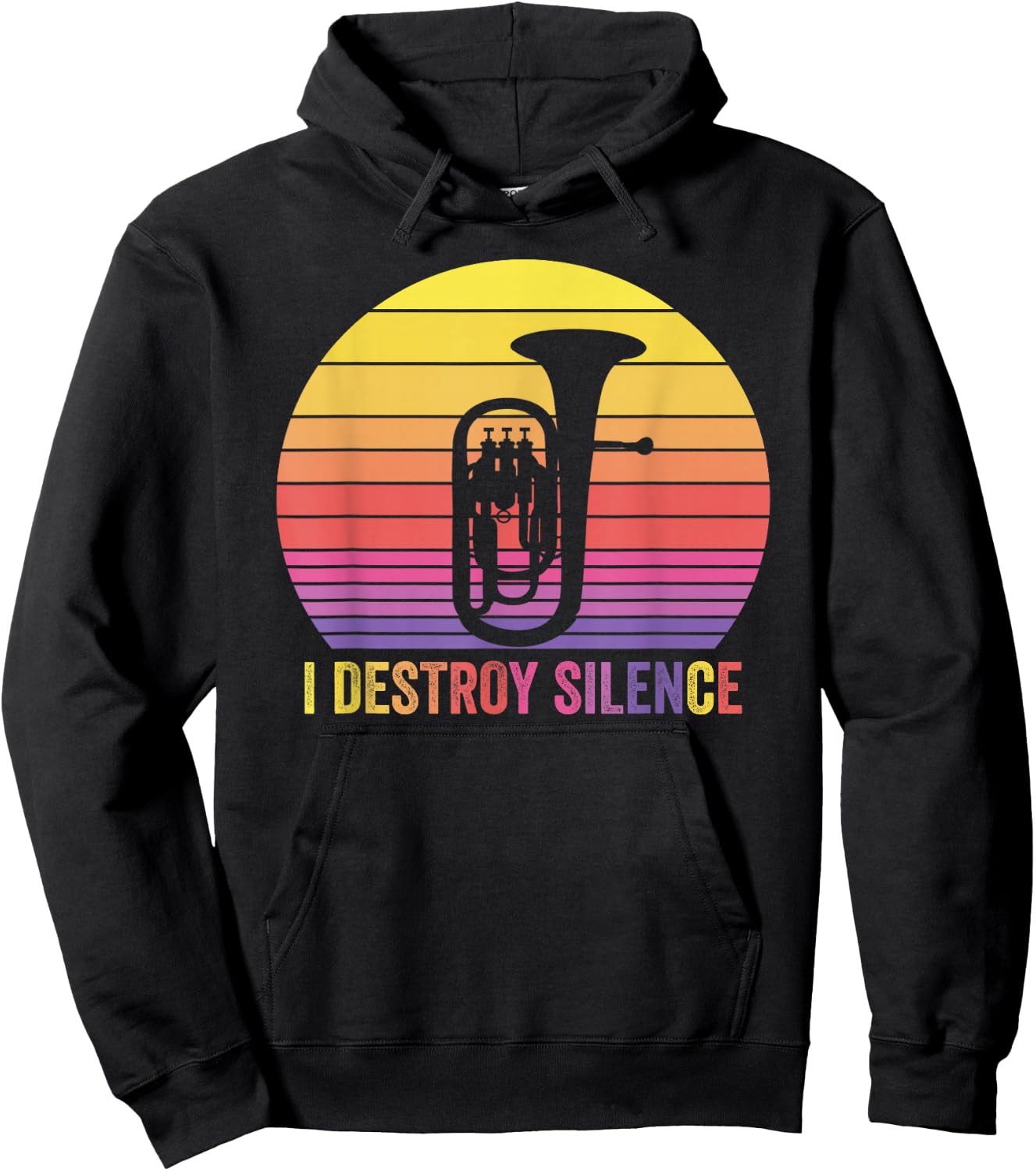 Baritone Retro Vintage I Destroy Silence Funny Euphonium Hoodie - Hoodie | Black