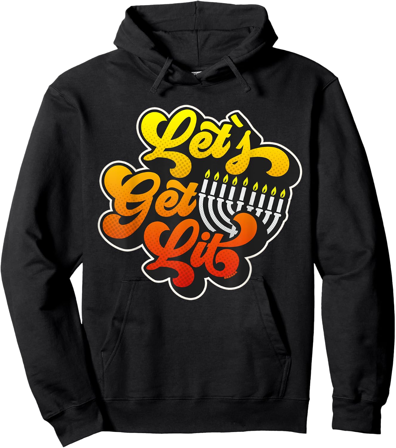 Let's Get Lit Jewish Humor Funny Gift Hanukkah Retro Hoodie - Hoodie | Black