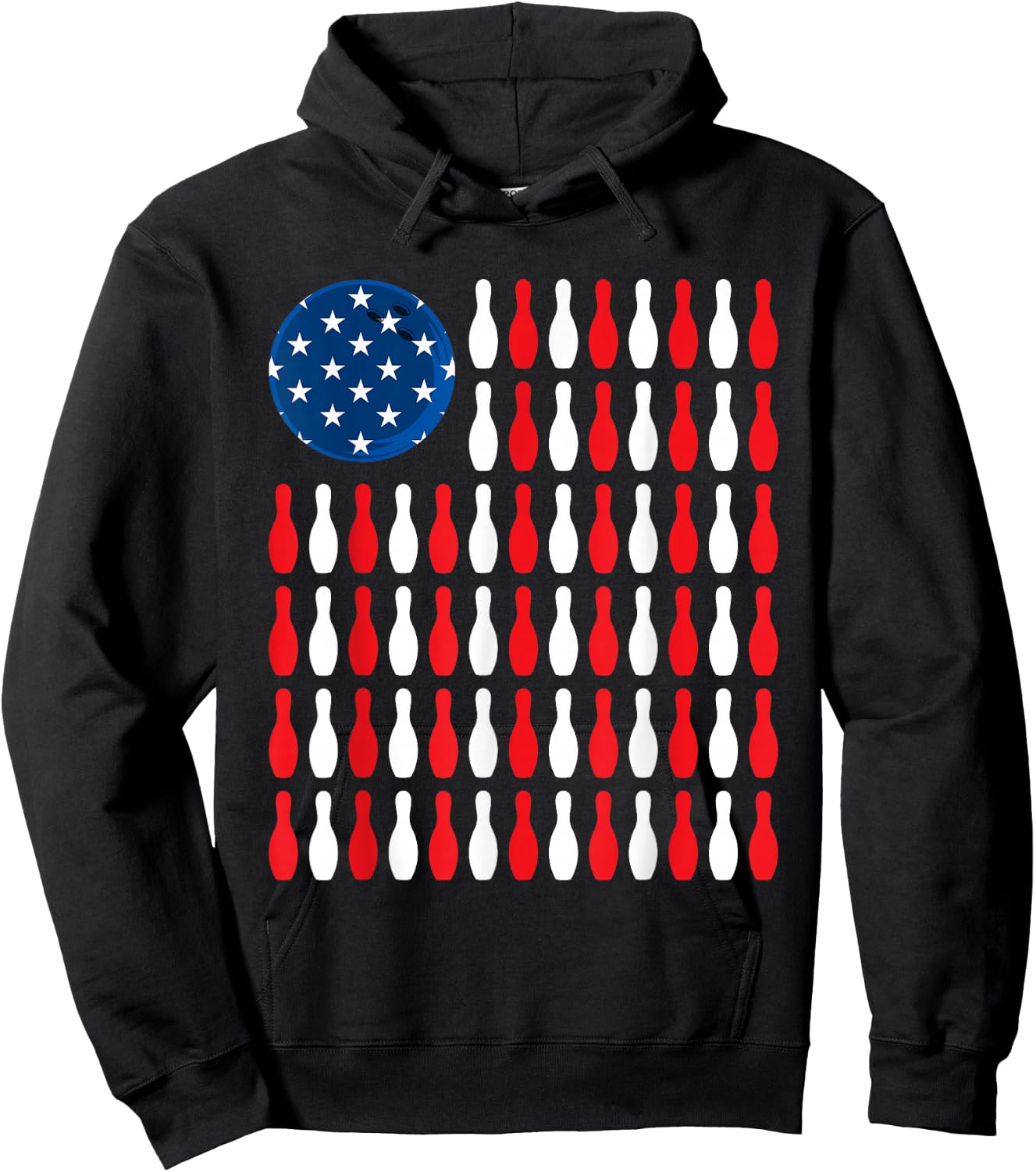 American Flag - Patriotic Bowler & Bowling Small Hoodie - Hoodie | Black