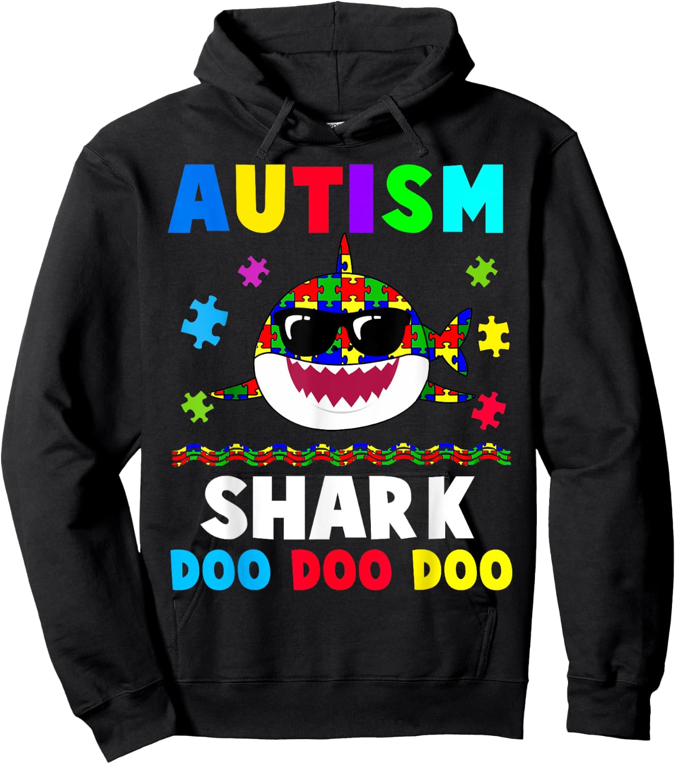 Funny Autism Shark Awareness Support Cute Gift Hoodie - Hoodie | Black