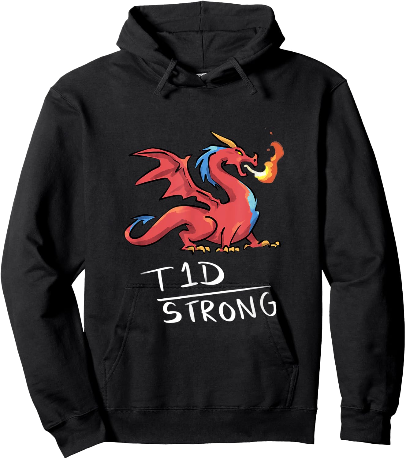 T1D Strong Dragon - Type 1 Diabetes Hoodie - Hoodie | Black