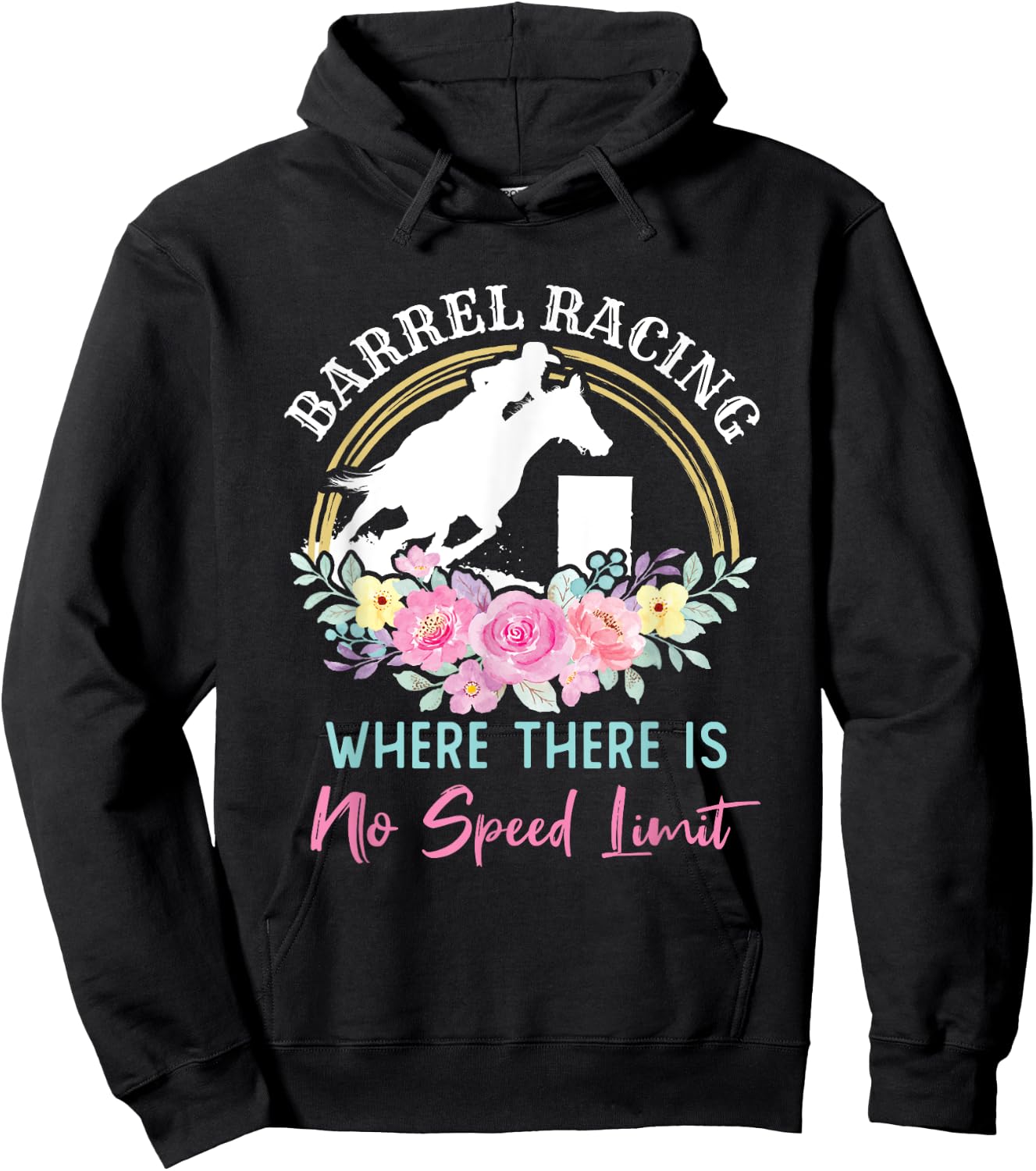 Barrel Racing Racer Speed Limit Cute Cowgirl Hoodie - Hoodie | Black