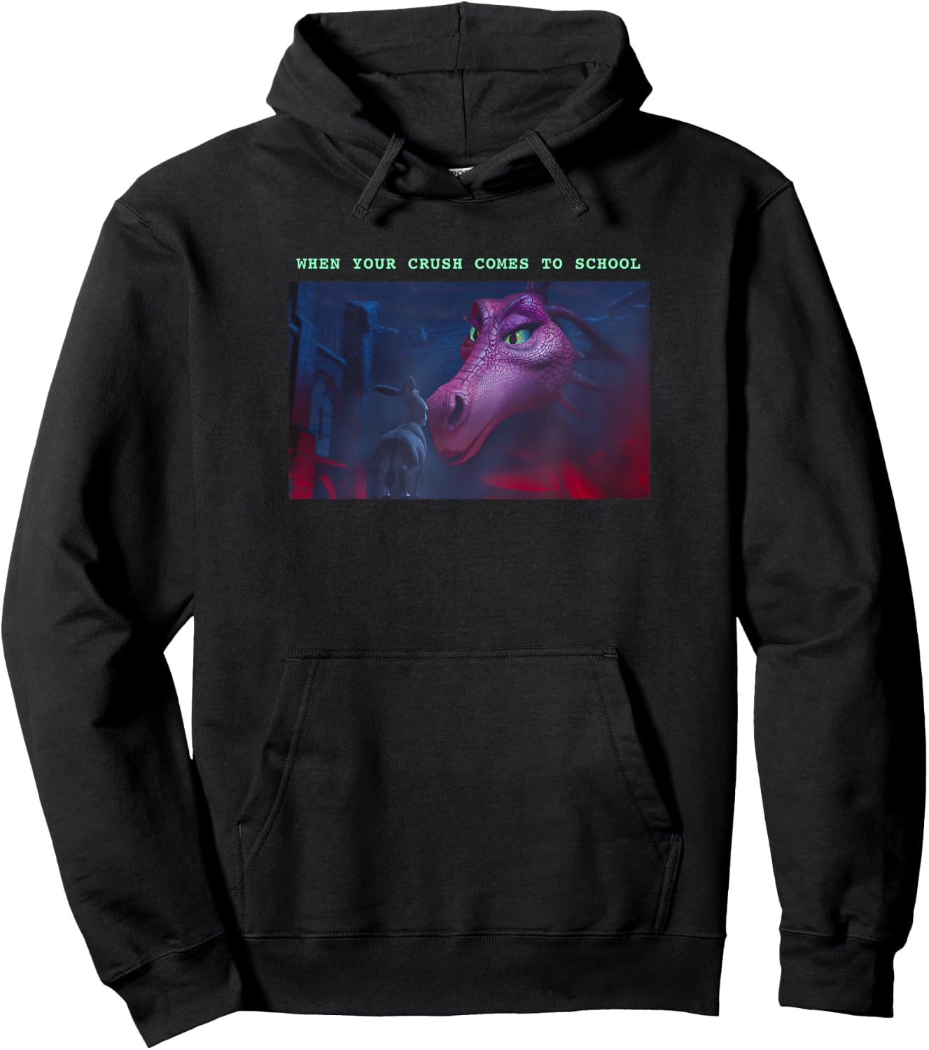 Shrek Dragon & Donkey When Your Crush Comes To School Hoodie - Hoodie | Black