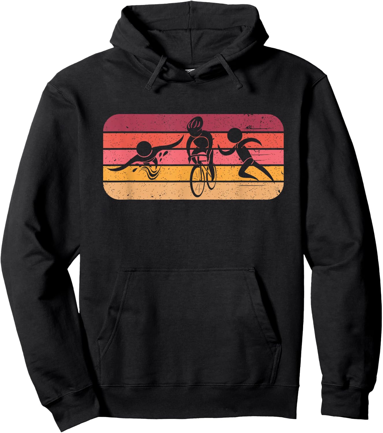Retro Sports Gift Swim Bike Run Triathlon Hoodie - Hoodie | Black
