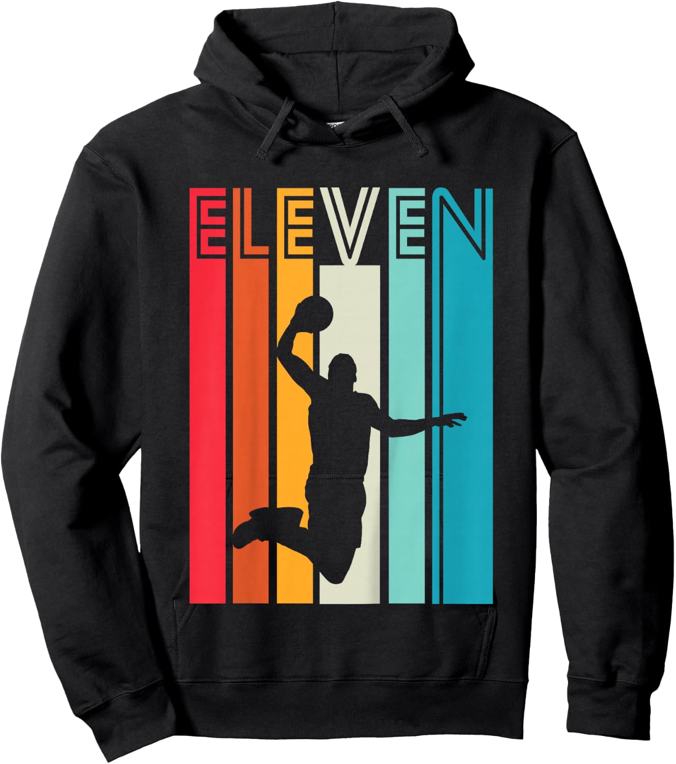 11th Birthday Basketball Lover Gift 11 Years Old Retro Hoodie - Hoodie | Black