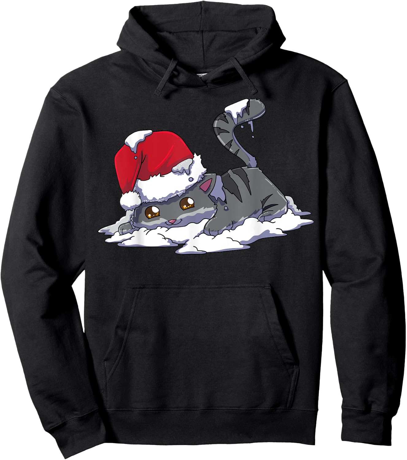 Christmas Anime Kawaii Neko Cat Hoodie - Hoodie | Black