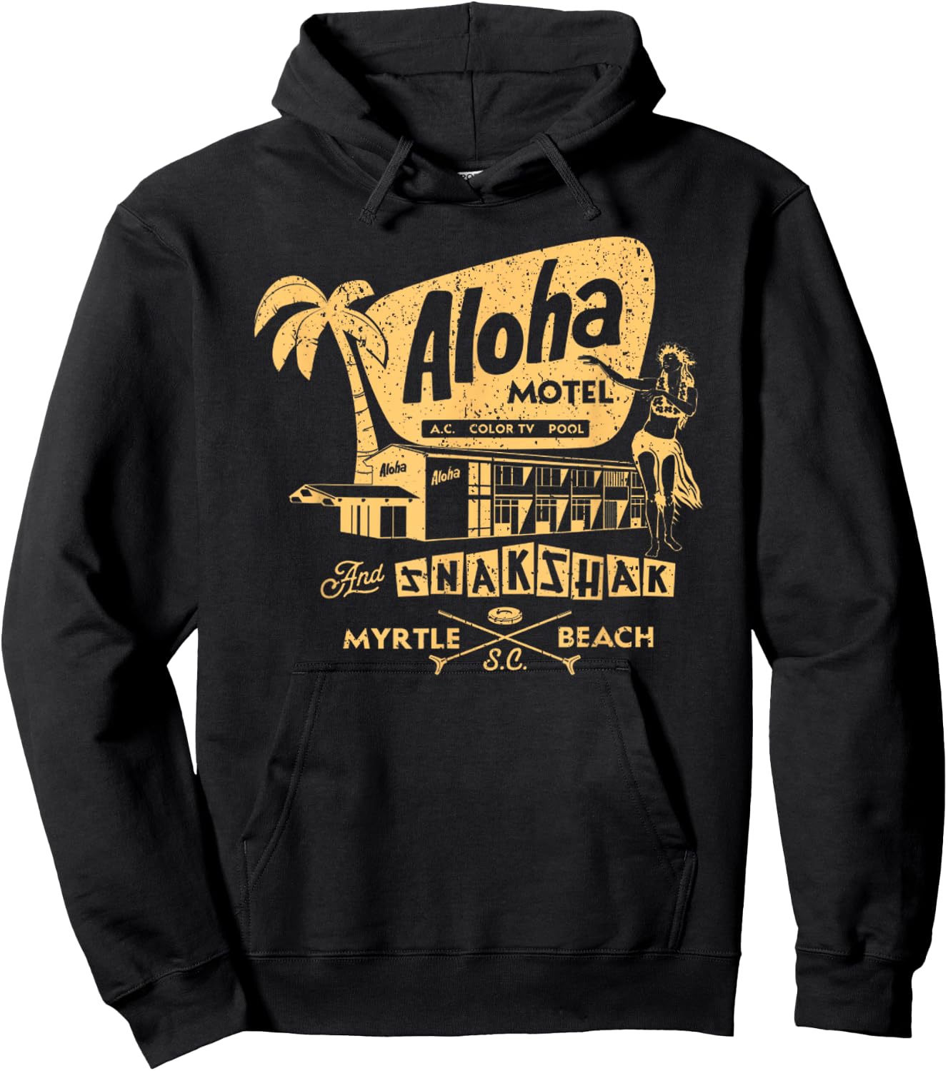 Aloha Summer Motel Vintage Hoodie - Hoodie | Black