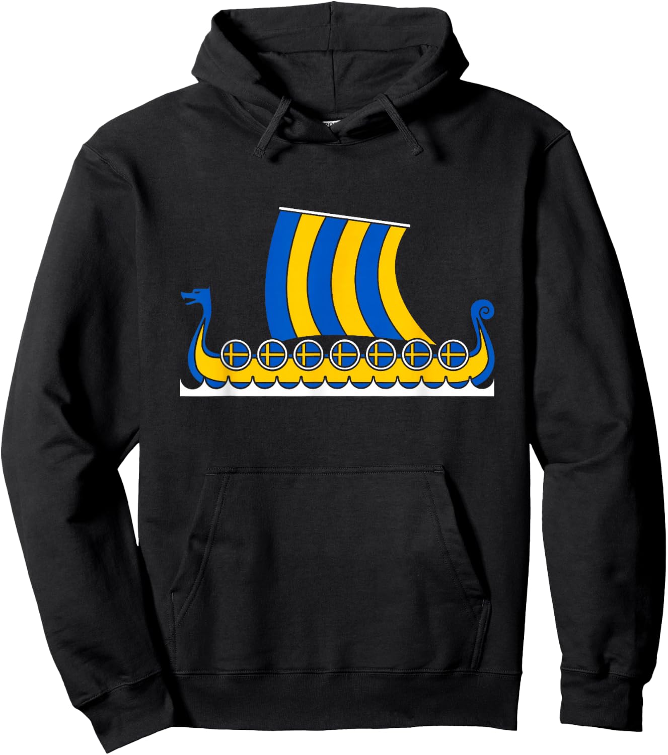Swedish Viking Ship Sverige Sweden Flag Dragon Boat Viking Hoodie - Hoodie | Black