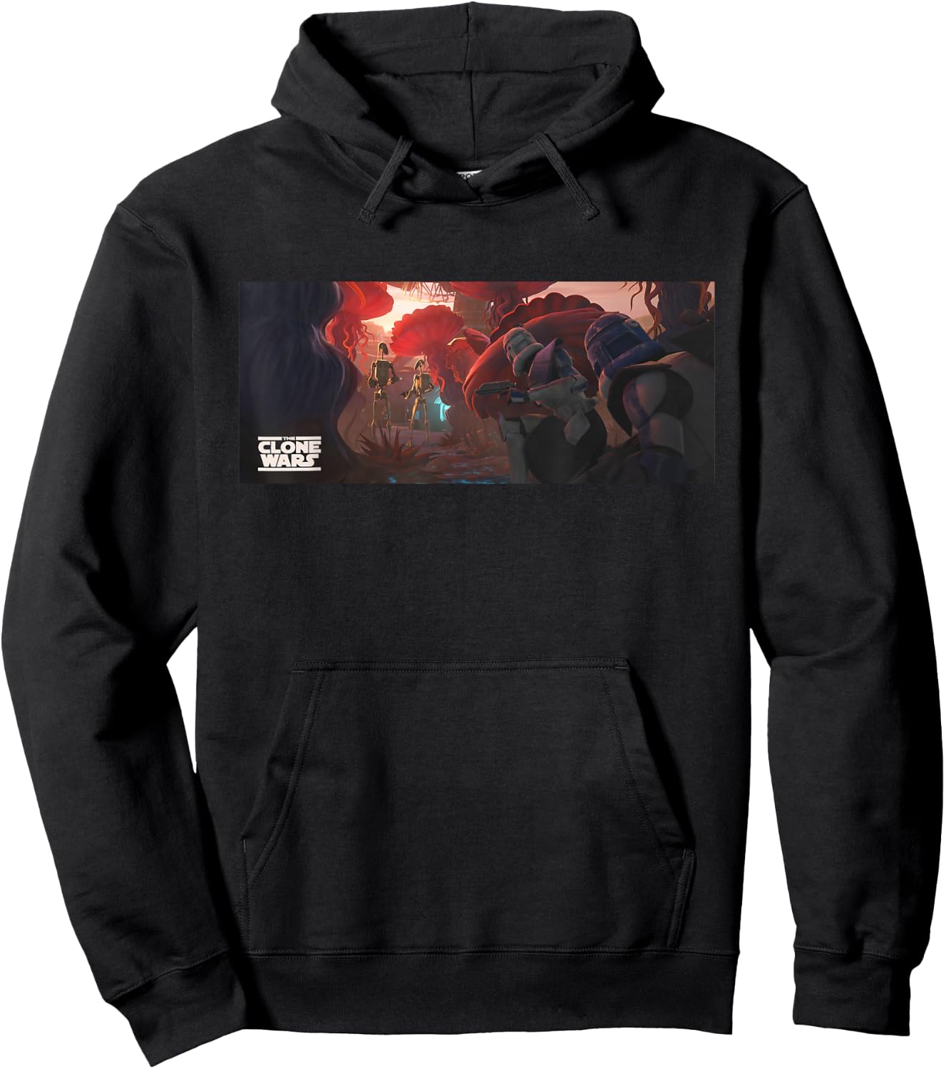 Star Wars The Clone Wars Battle Droids and Commander Rex Hoodie - Hoodie | Black