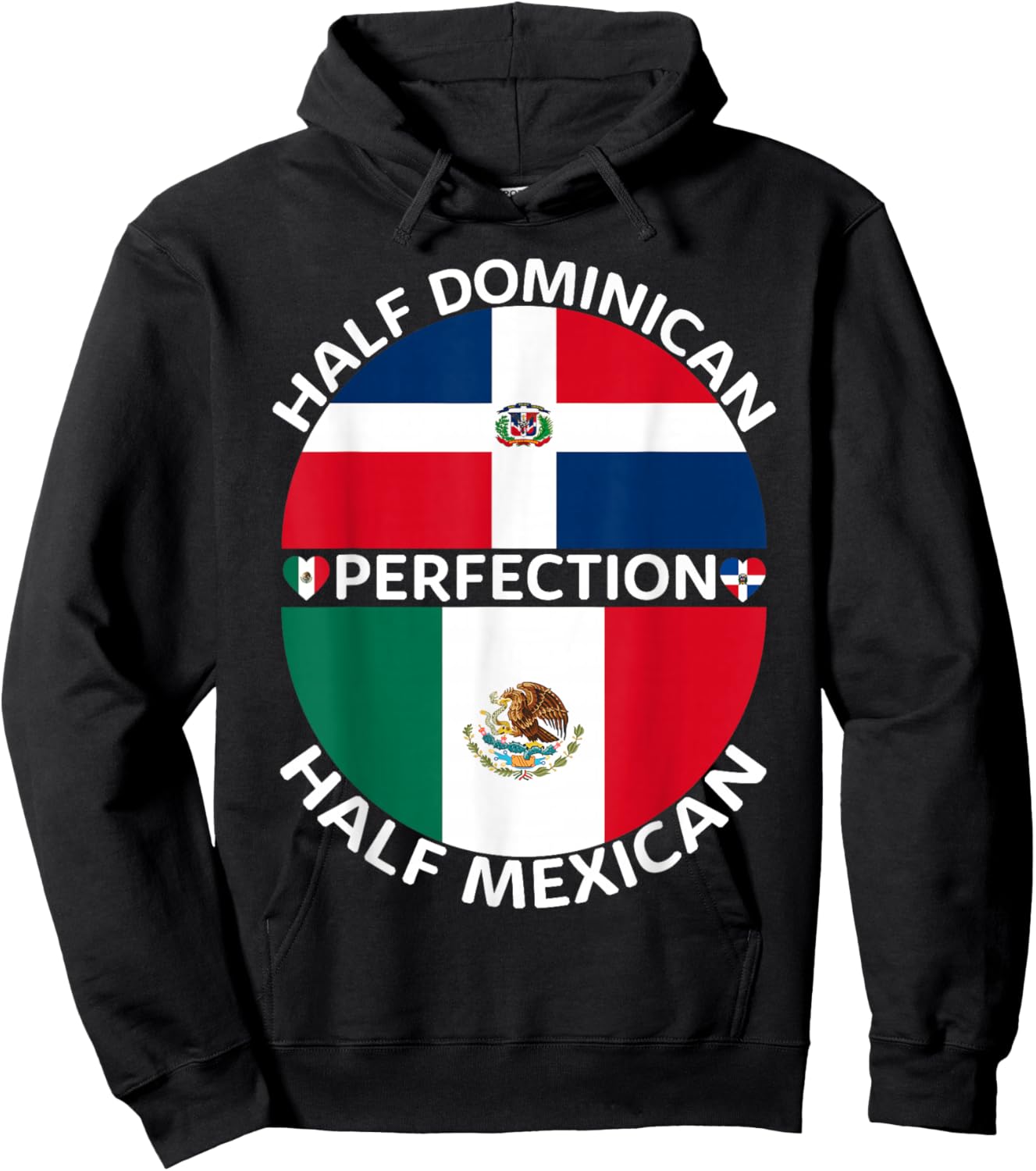 Half Mexican Half Dominican Republic Mexico Flag Roots Men Hoodie - Hoodie | Black
