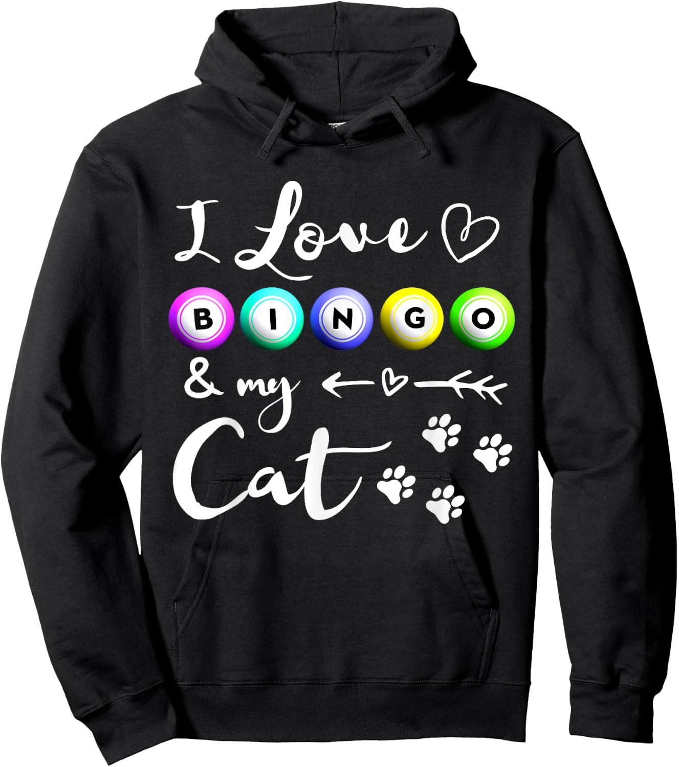 Bingo Shirt , I Love Bingo and my Cat Bingo gift Hoodie - Hoodie | Black