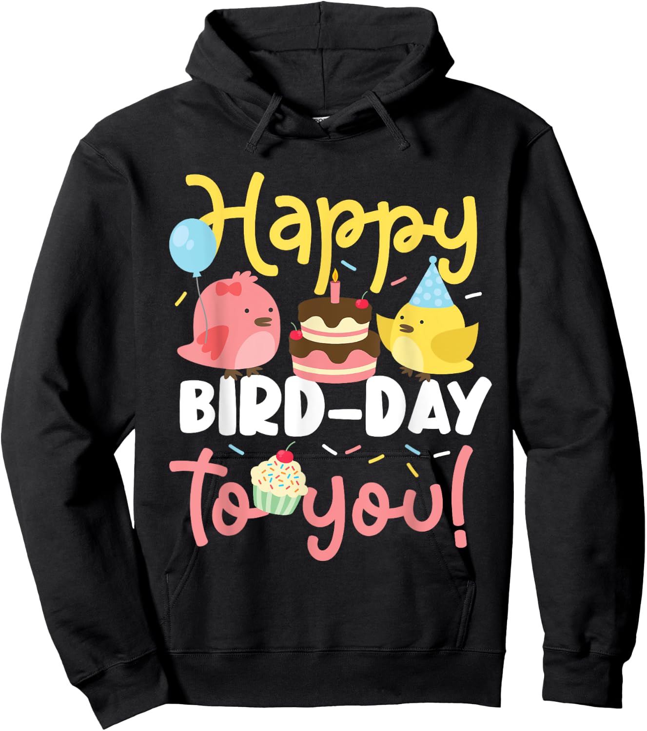 Happy bird day birds for a children's birthday party Hoodie - Hoodie | Black