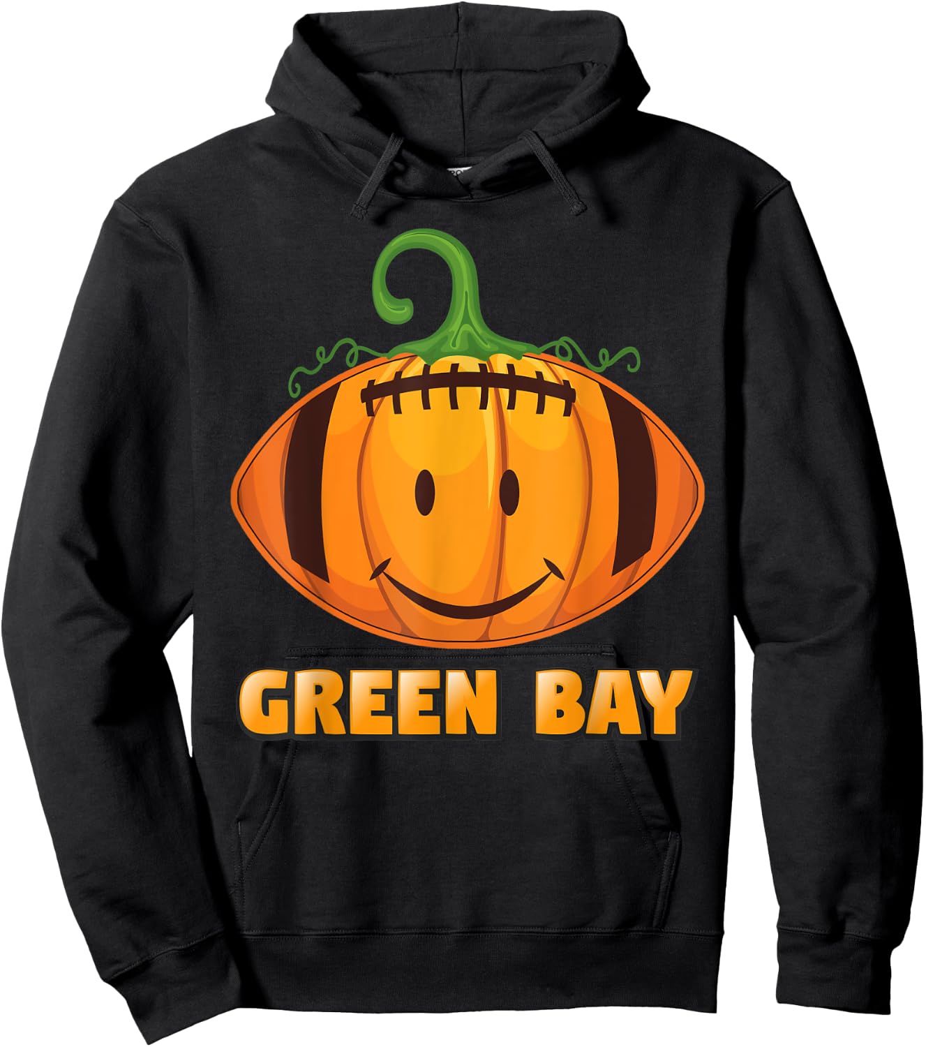 Pumpkin Halloween Costume Green Bay Football Cool Smile Face Hoodie - Hoodie | Black