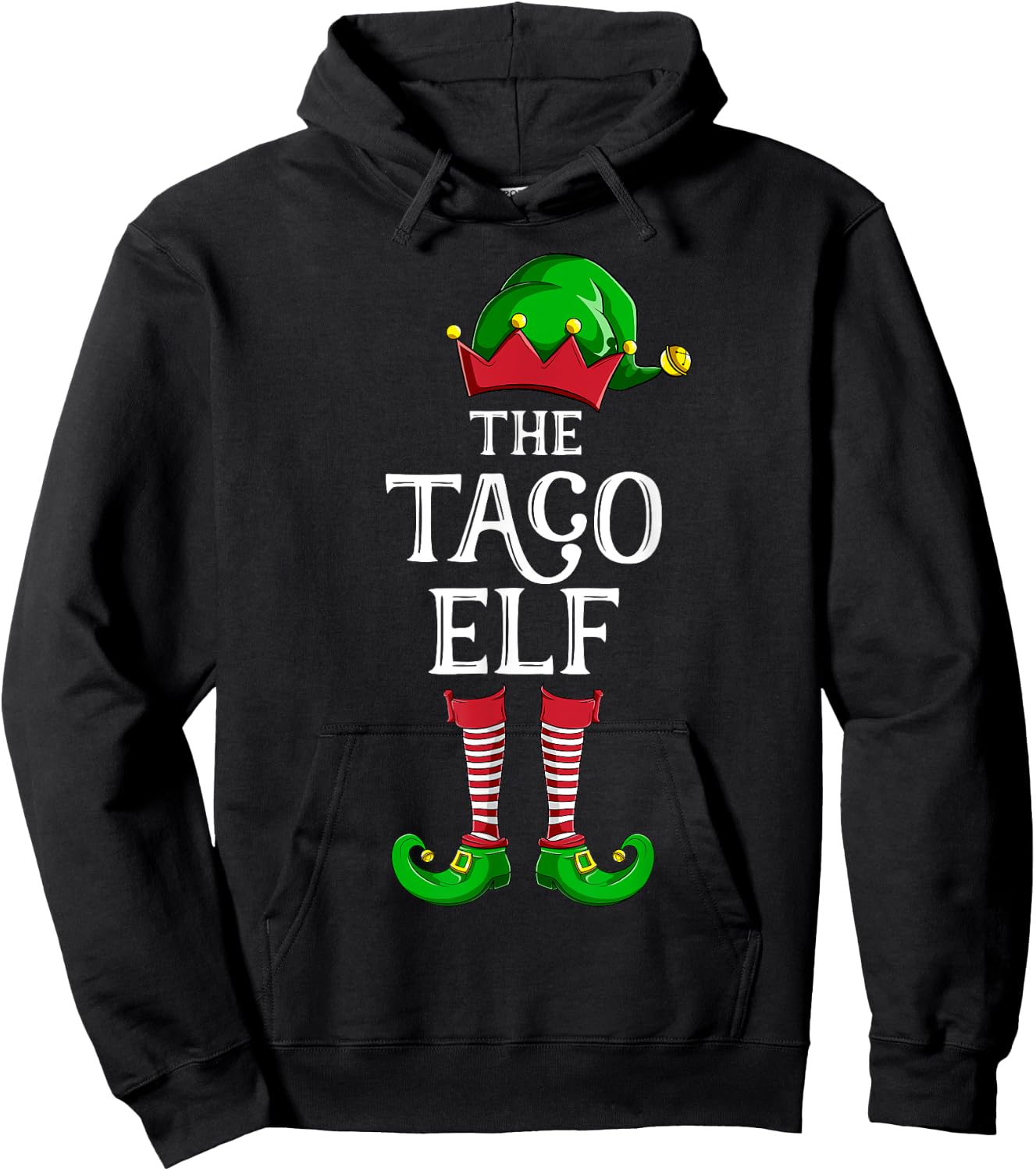 Taco Elf Matching Family Group Christmas Party Pajama Hoodie - Hoodie | Black
