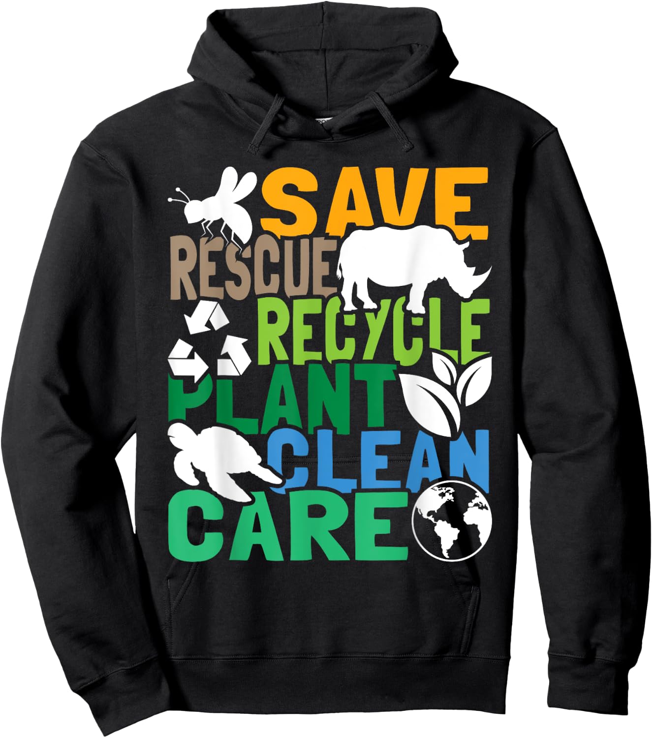 Save Bees Rescue Animals Recycle Plastic - Earth Day Hoodie - Hoodie | Black