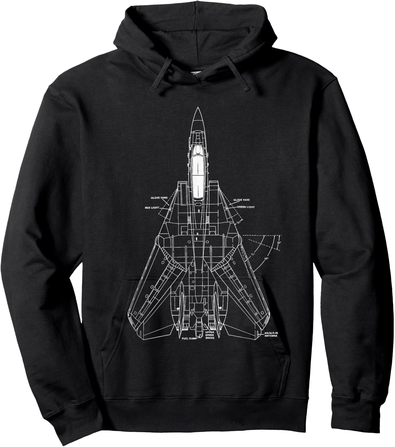 F14 Tomcat Navy Fighter Jet Diagram Blueprint Hoodie - Hoodie | Black