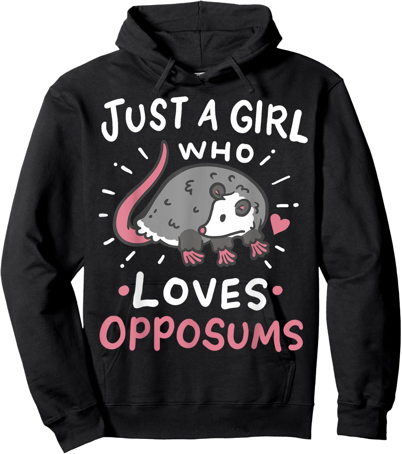 Possums Just a Girl Who Loves Opposums Funny Gift Hoodie - Hoodie | Black