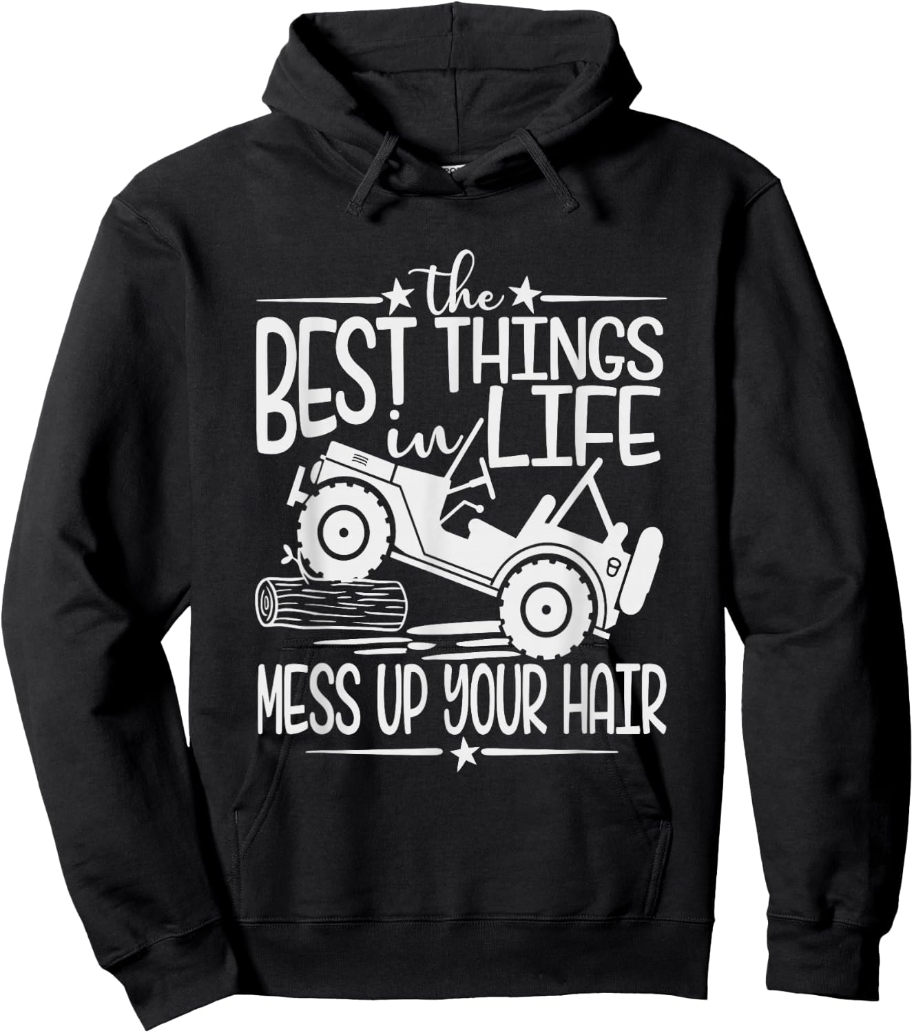Best Things Life Mess Up Your Hair Fun Summer Truck Hoodie - Hoodie | Black