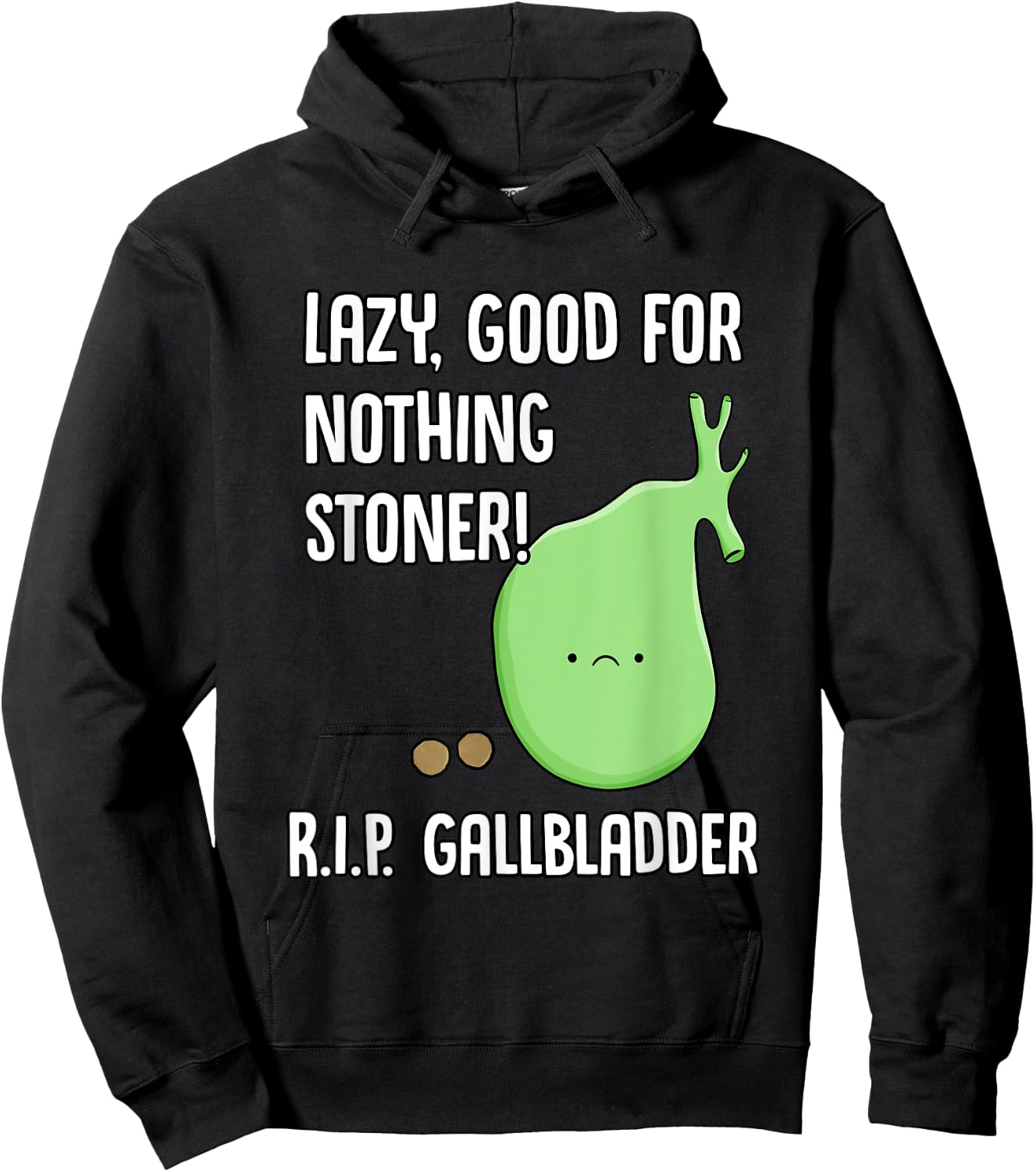 Funny Gallbladder Removal Gift Stone Saying Gallstone Joke Hoodie - Hoodie | Black