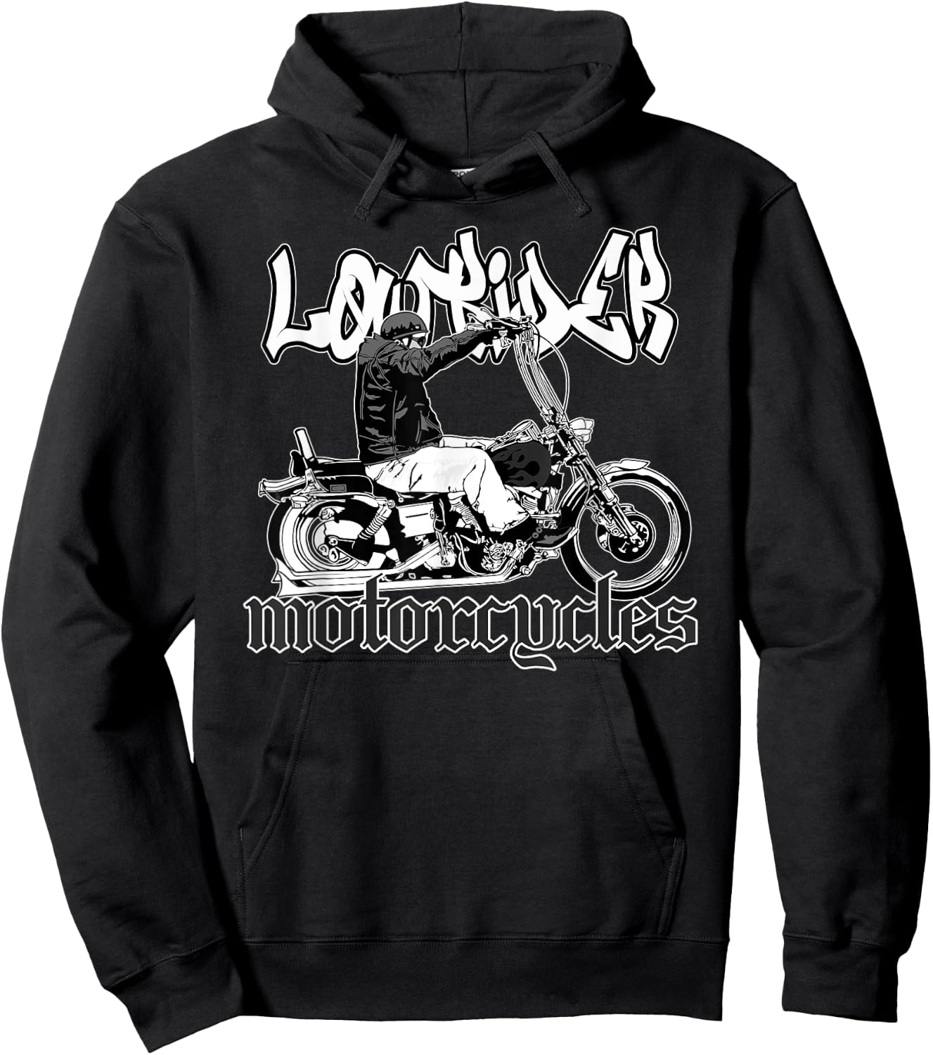Chicano Biker. Latino Cholo Motorcycles, Vicla Lowrider Hoodie - Hoodie | Black