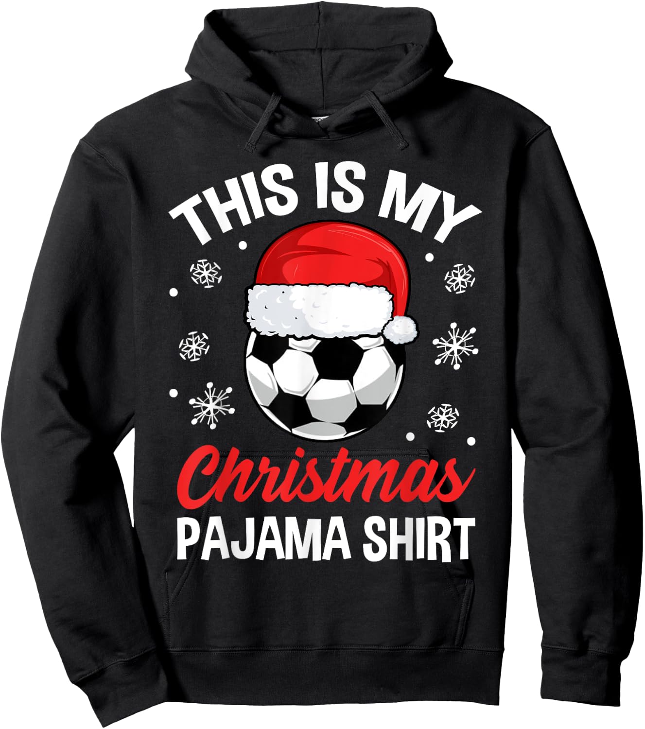 Funny Christmas Soccer Ball Pajama Pj Outfit Men Women Hoodie - Hoodie | Black