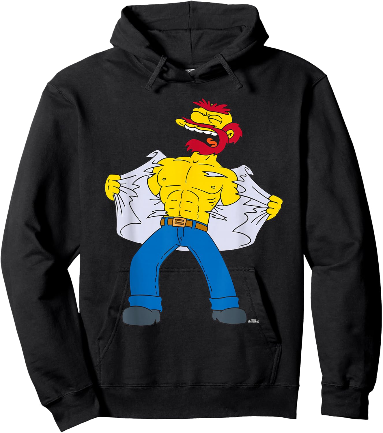 The Simpsons Groundskeeper Willie Tears Off Shirt Hoodie - Hoodie | Black