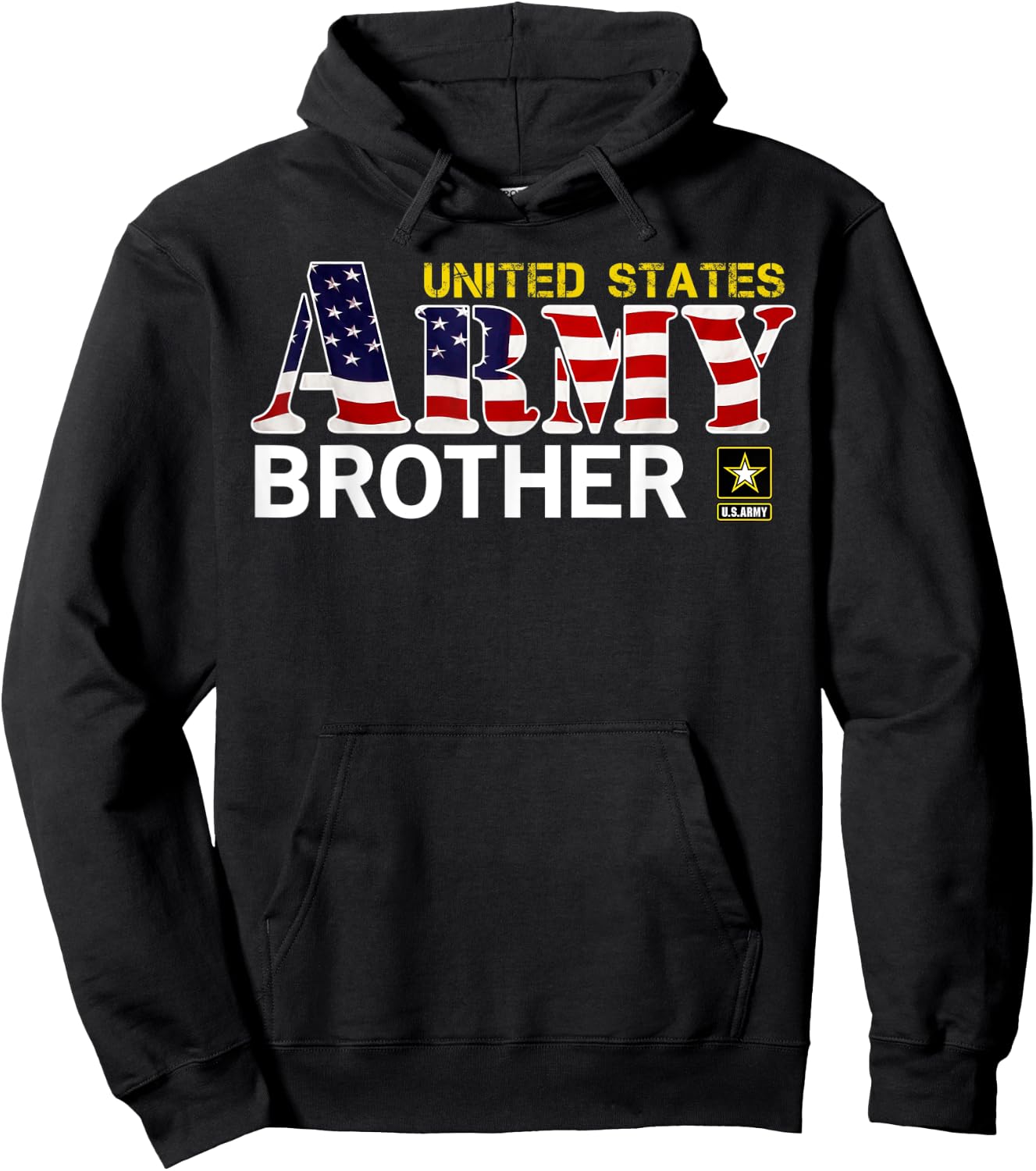 United States Army Brother With American Flag Gift Veteran Women Kids Men Hoodie - Hoodie | Black