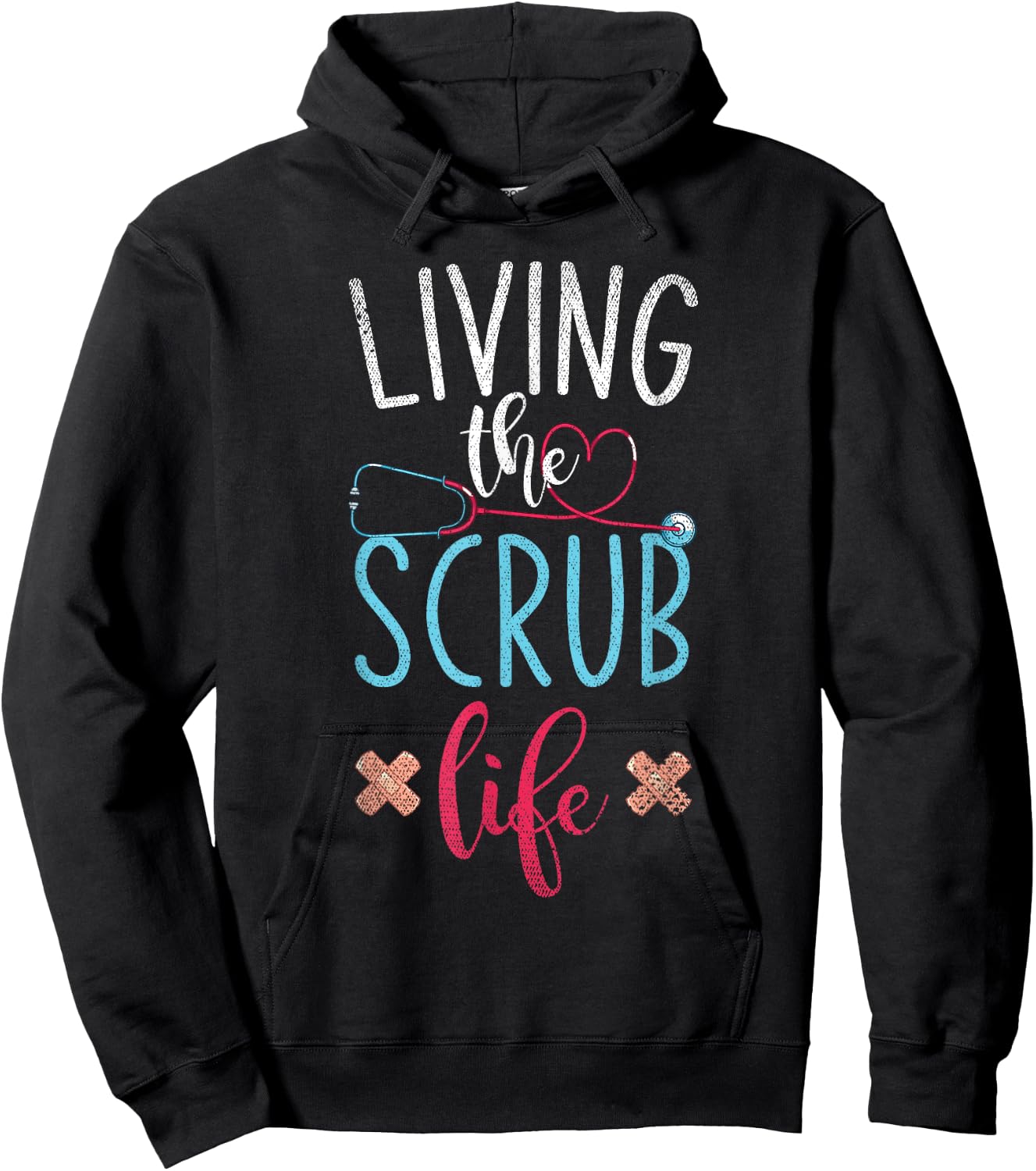 Stethoscope Heart Medical Nursery Nursing Bandaids Nurse Hoodie - Hoodie | Black