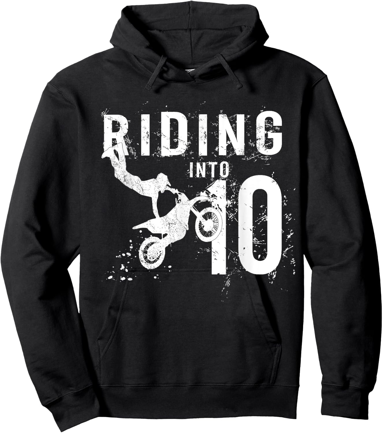 Riding Into 10 Years Old 10th Birthday Boy Dirt Bike Party Hoodie - Hoodie | Black