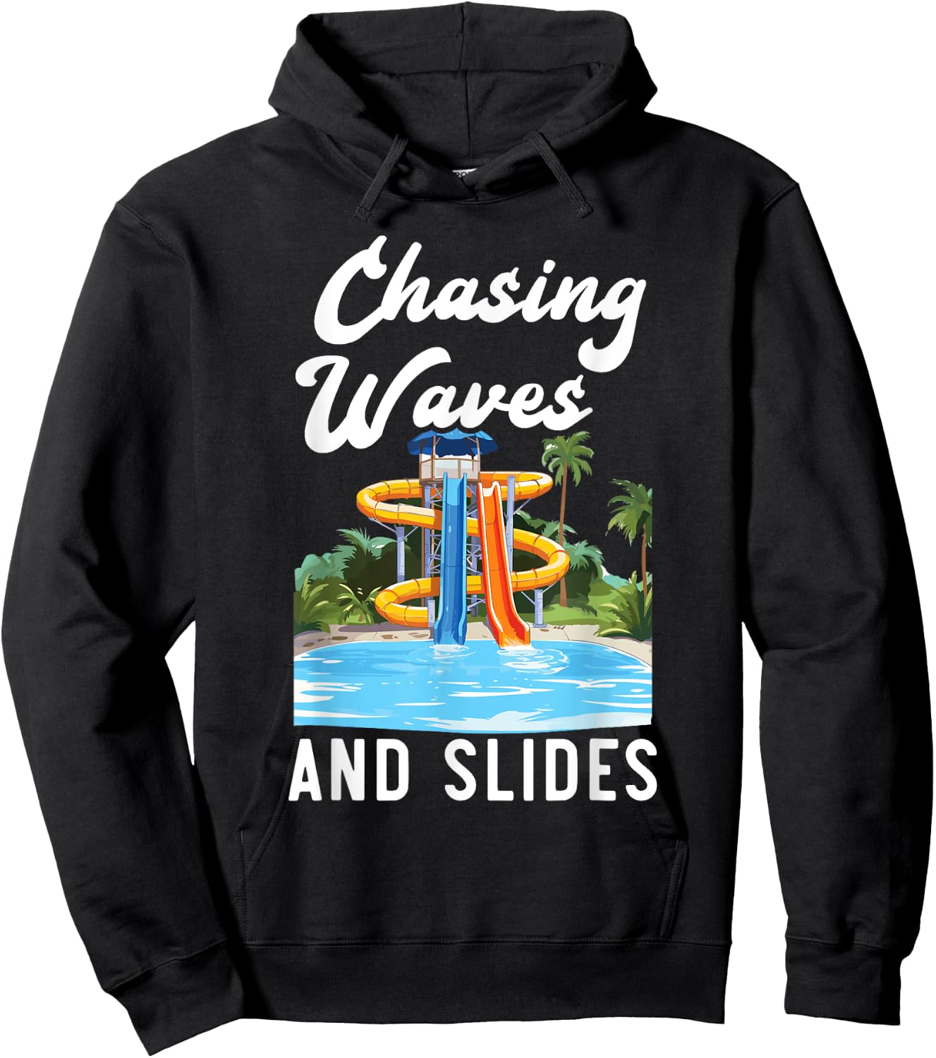 Water Slide Aquatic Park Swimming Pool Splash Summer Women Kids Hoodie - Hoodie | Black