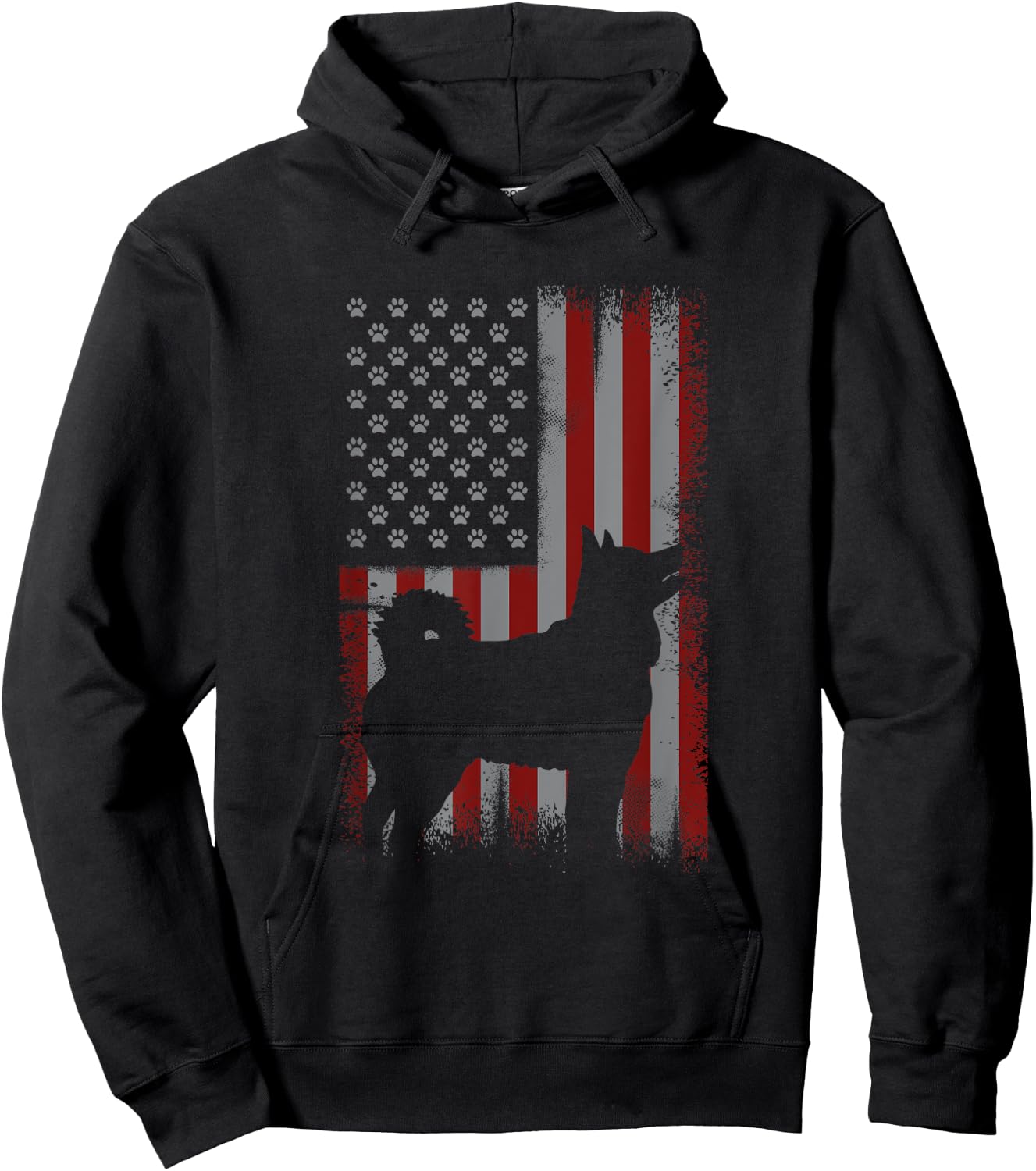 Patriotic American Flag Siberian Husky Lover Gift Men Hoodie - Hoodie | Black