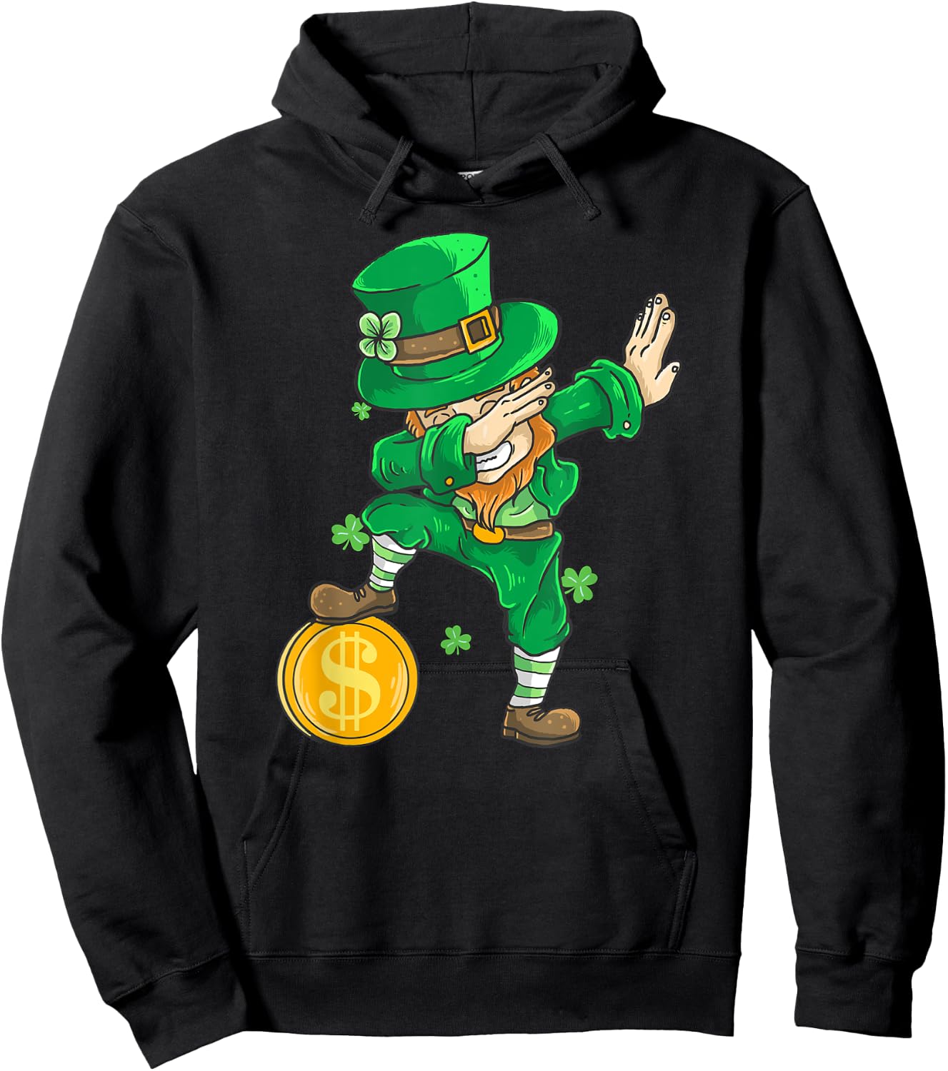 St Patricks Day Dabbing Leprechaun Kids Dab Hoodie - Hoodie | Black