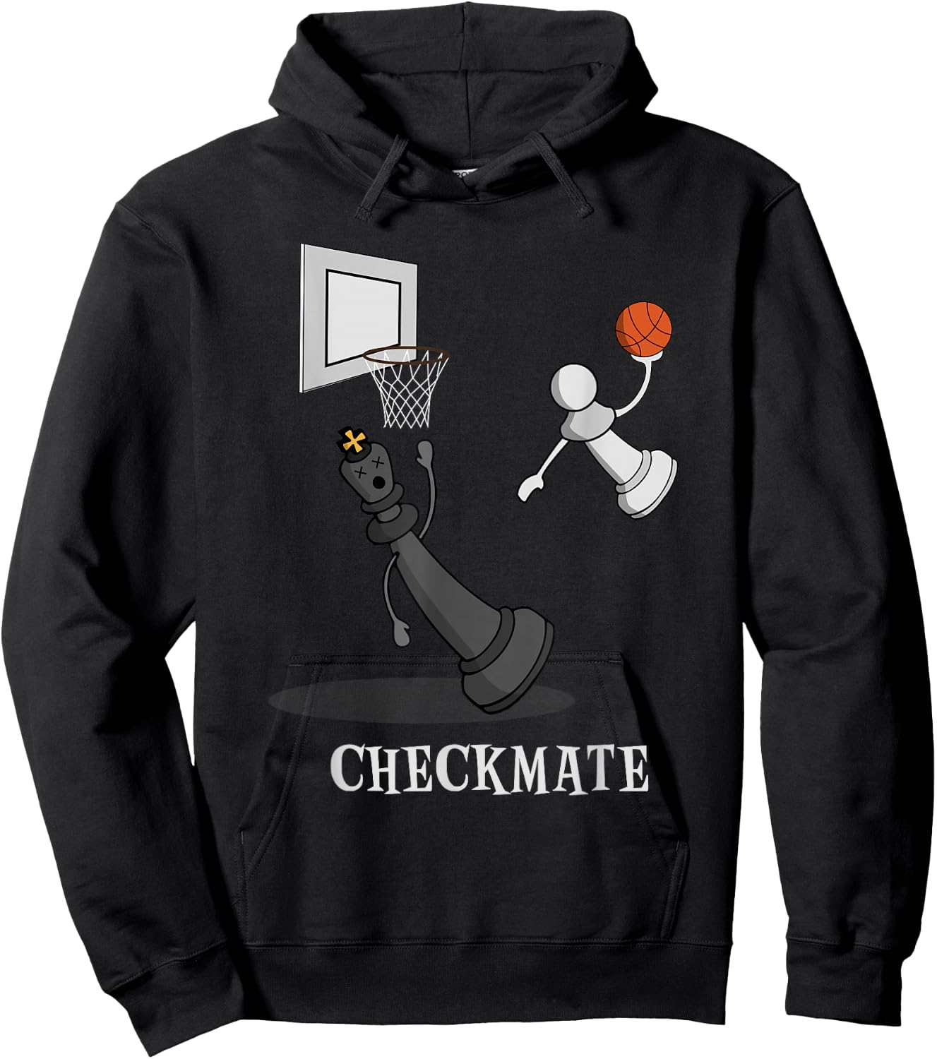 Funny Checkmate Chess Basketball Game Board King Pawn Piece Hoodie - Hoodie | Black