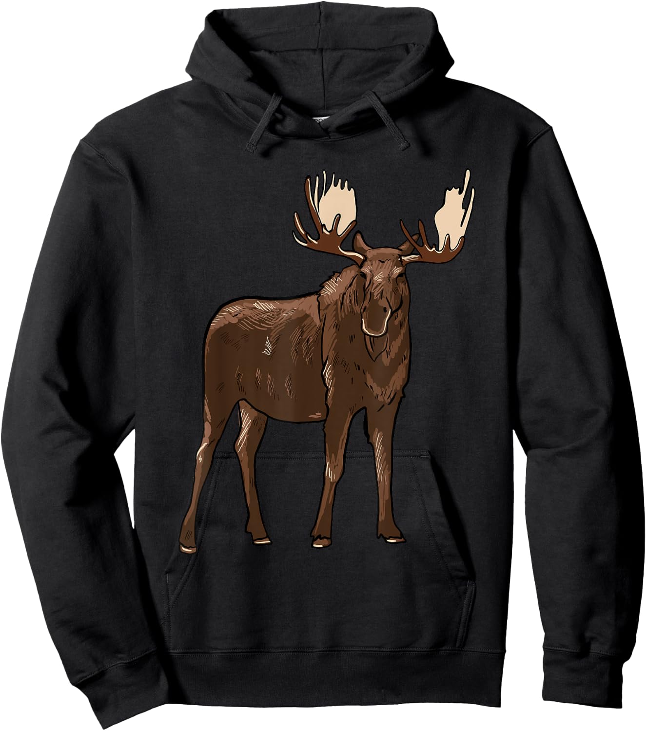Moose Illustration Moose Lover Art Hoodie - Hoodie | Black