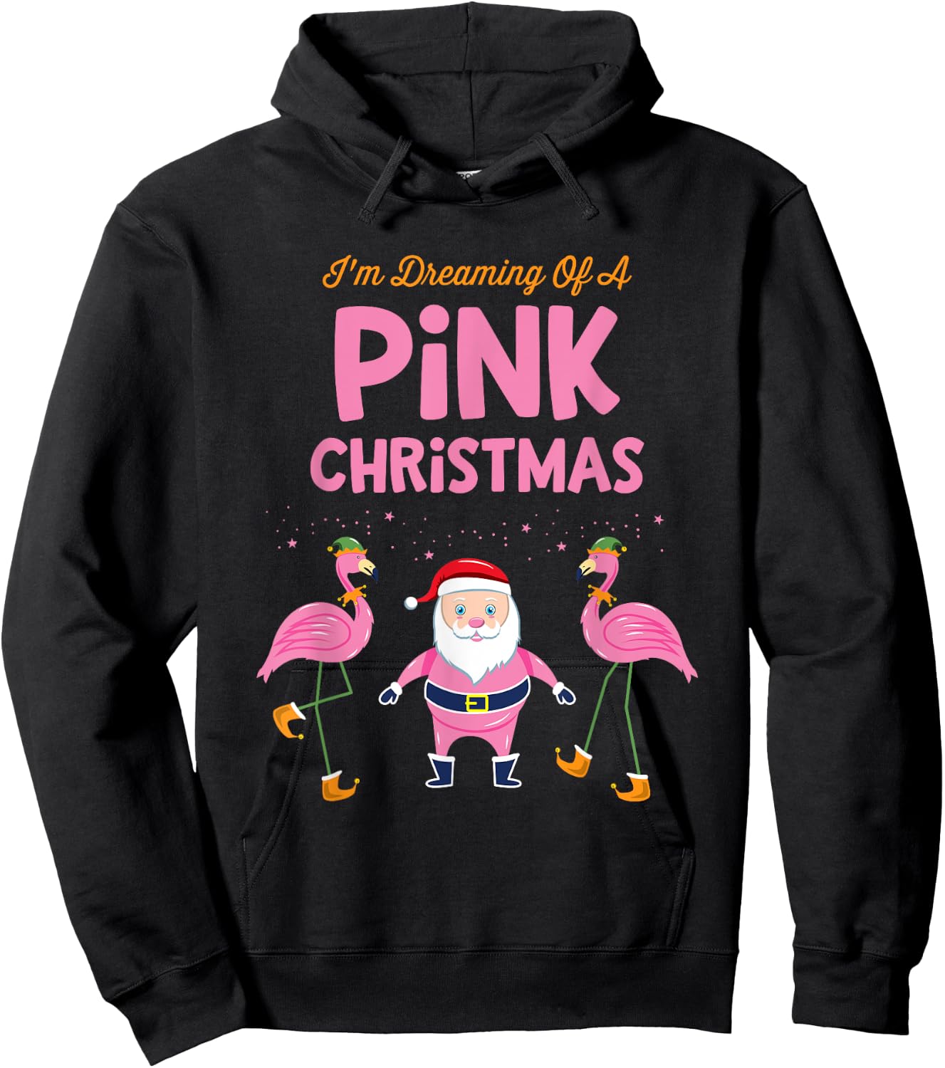 I'm Dreaming of a Pink Christmas Flamingo Santa Tropical Hoodie - Hoodie | Black