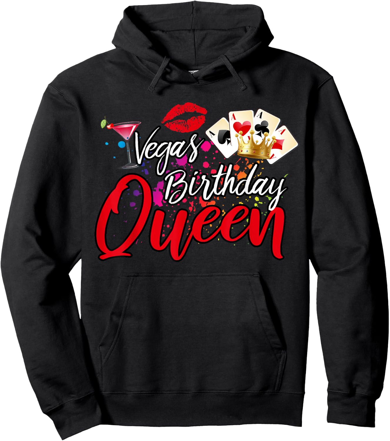 Vegas Birthday Queen Funny Friend Vacation Party Games B-Day Hoodie - Hoodie | Black