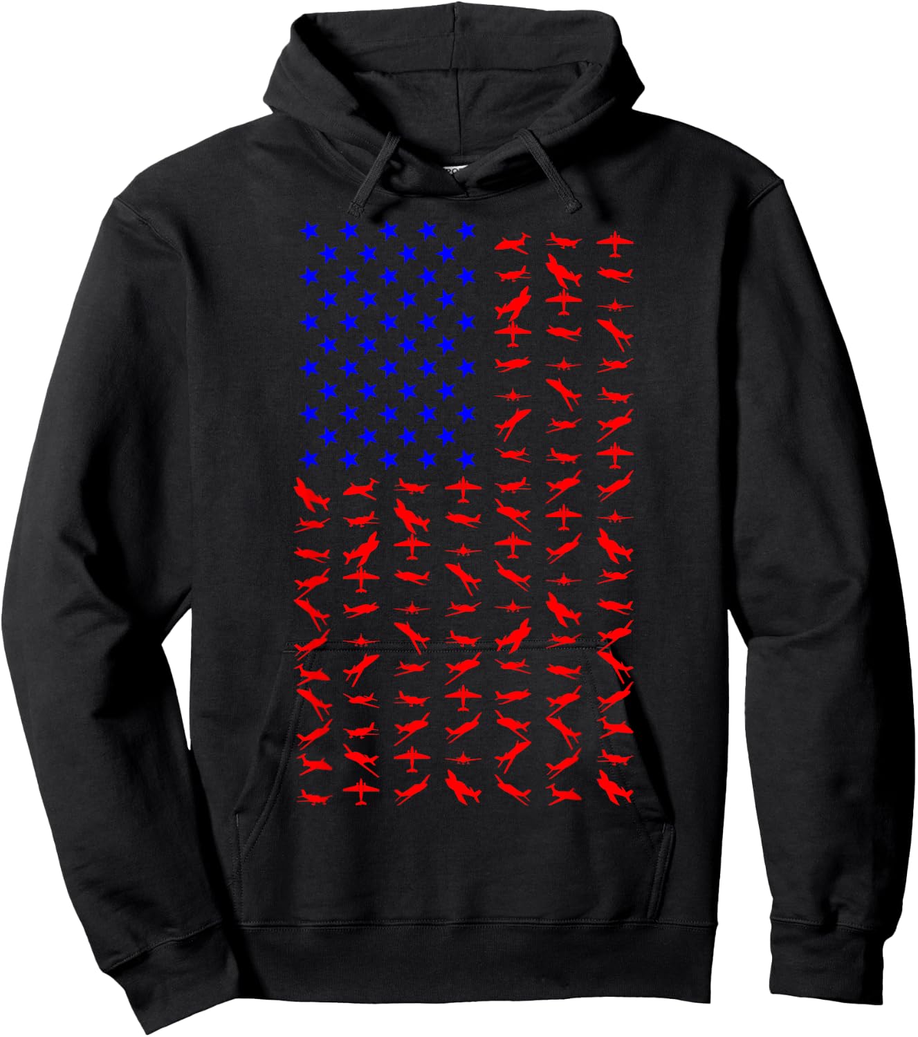 Airplane US Flag American Independence Day 4th Of July Hoodie - Hoodie | Black